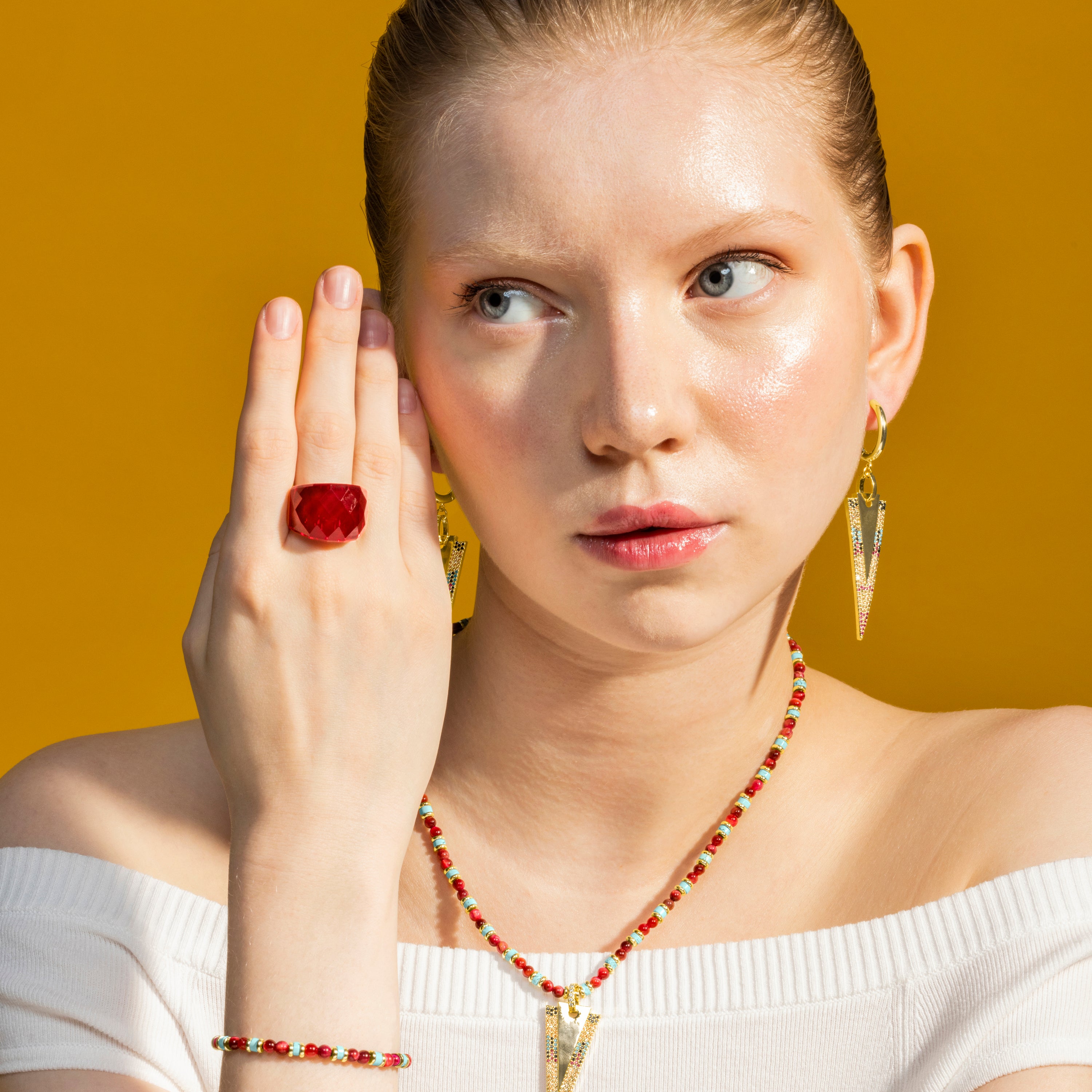 Ring mit hydrothermalem Quarz Onyx, vergoldet mit 18K Gelbgold - Fadino