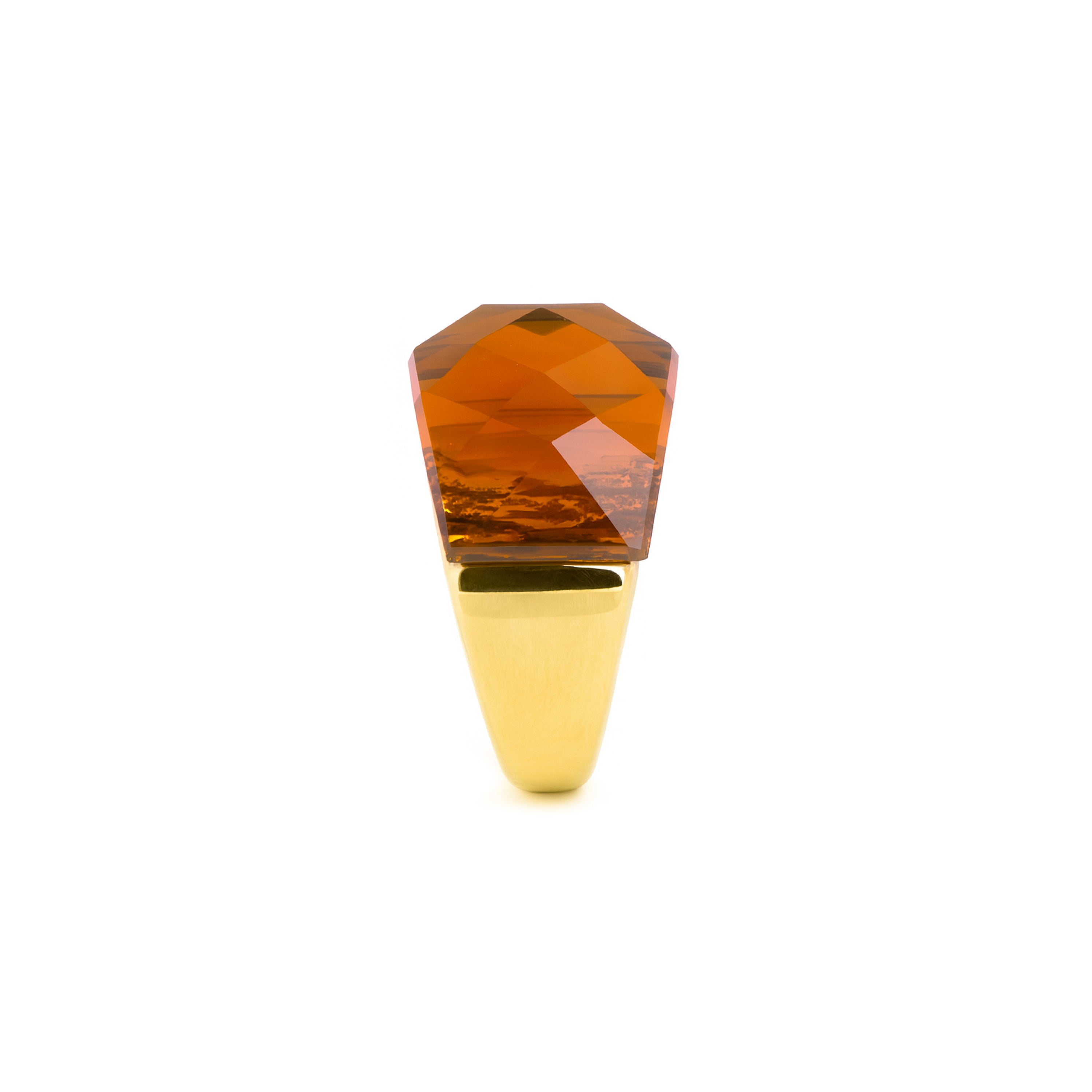 Hydrothermal Orange Quartz Ring finished in 18k yellow gold - Fadino