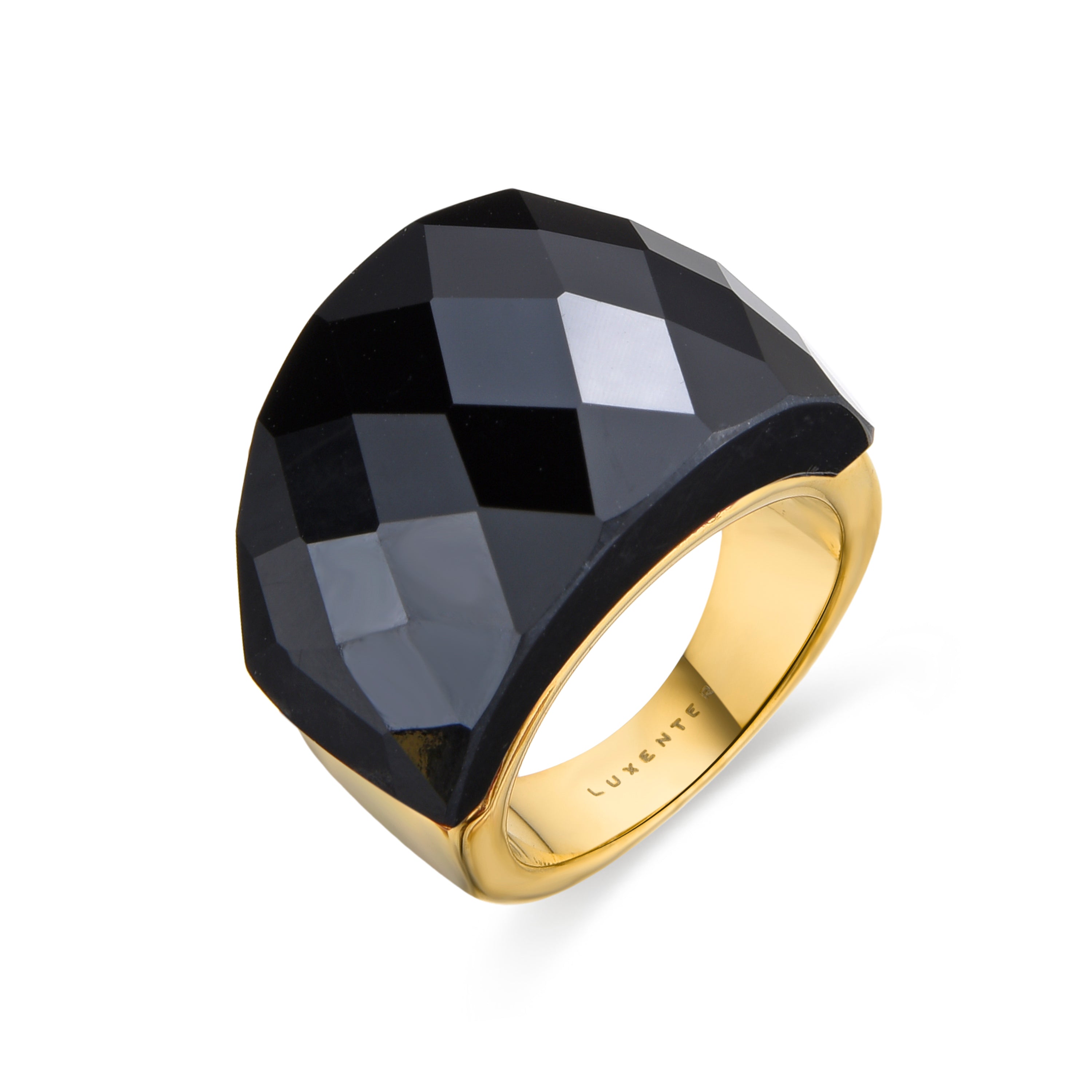 Ring with Hydrothermal Quartz Onyx finished in 18K yellow gold - Hianvi