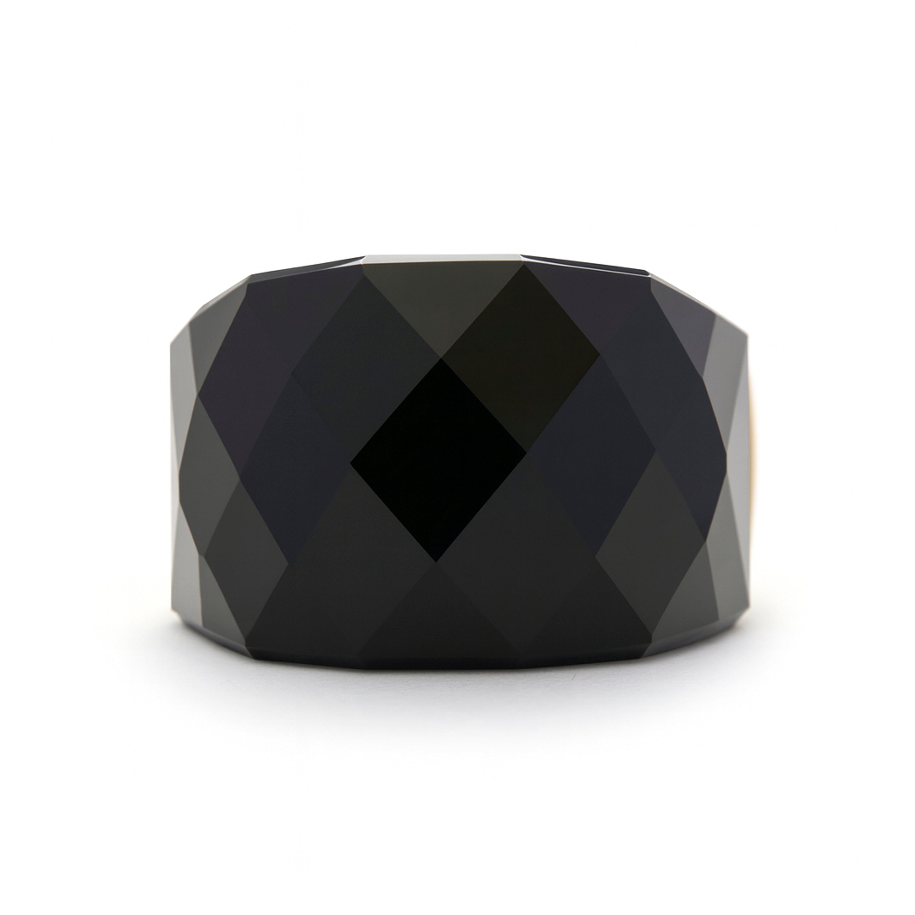 Ring mit hydrothermalem Quarz, Onyx, vergoldet mit 18K Gelbgold - Hianvi