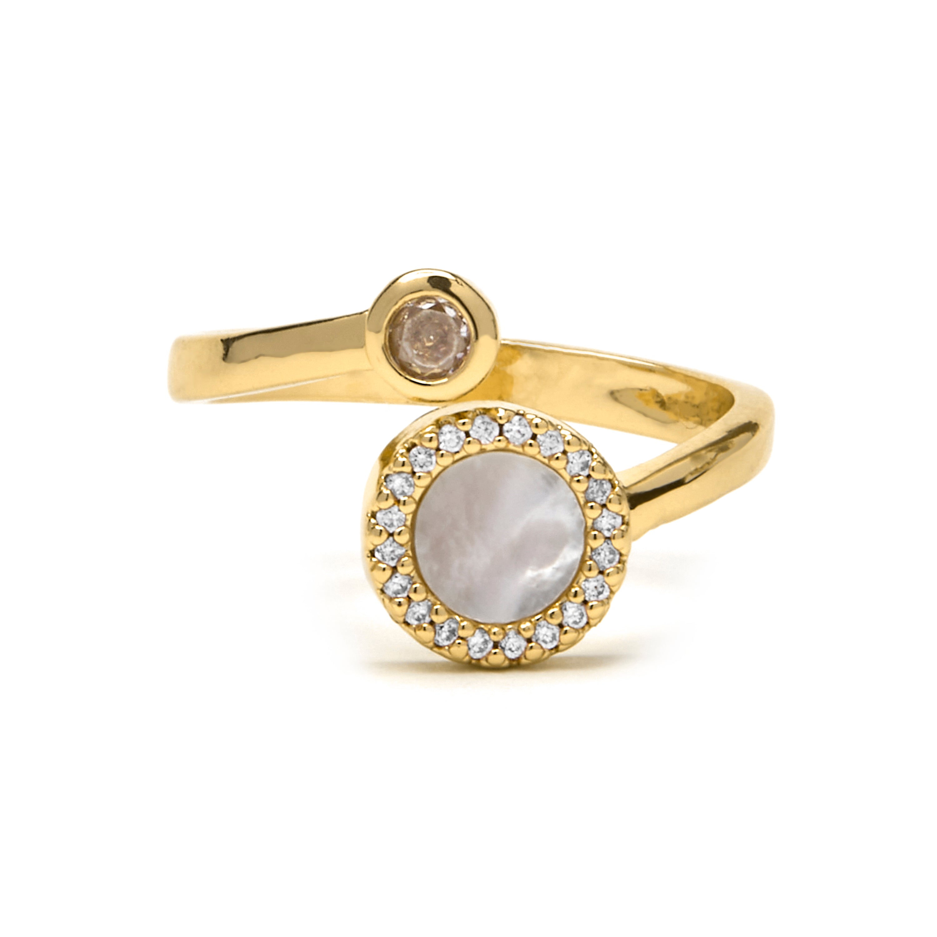 Ring with White Mother-of-Pearl finished in 18k gold - Yaran