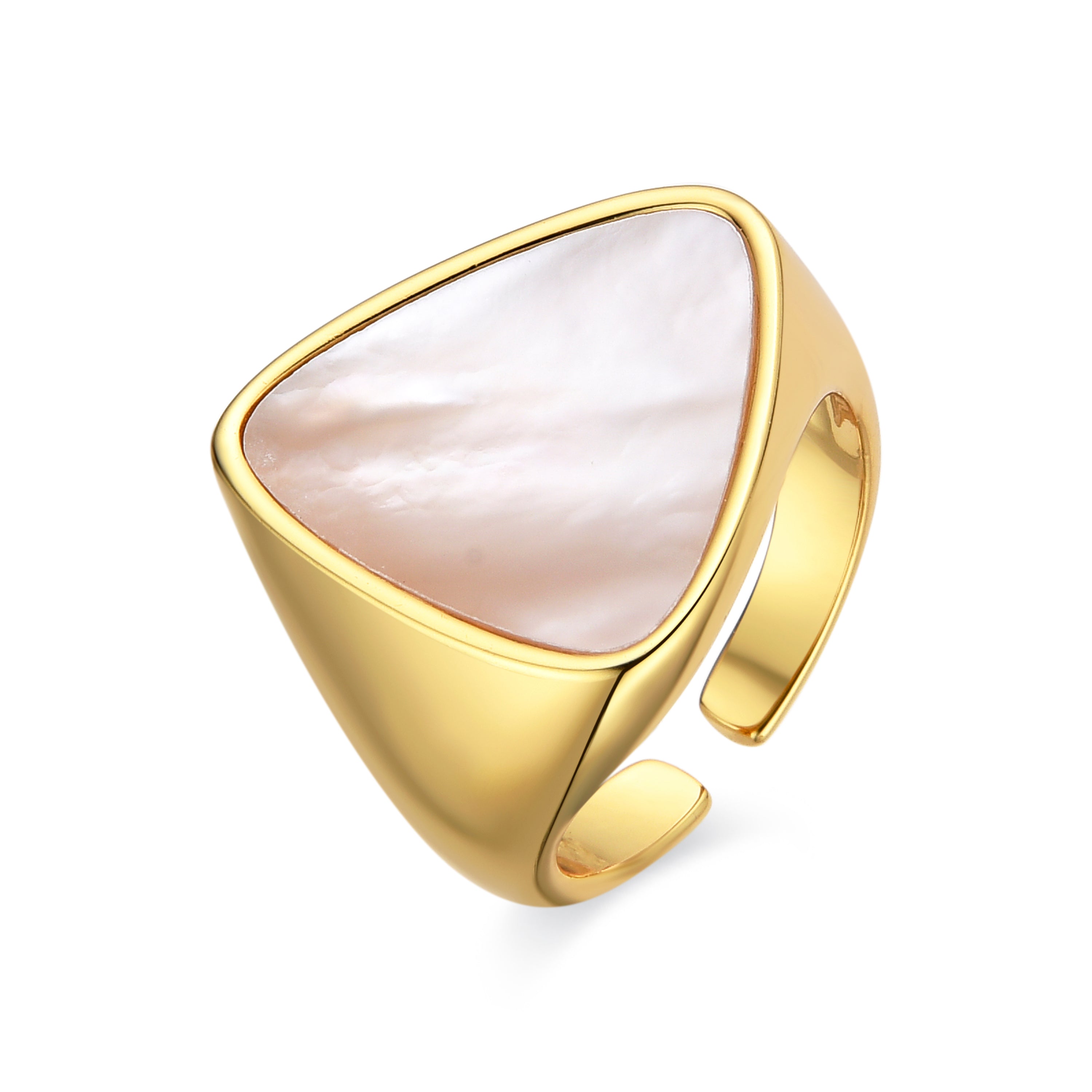 Anel com Madrepérola Branca acabamento ouro 18k - Sune