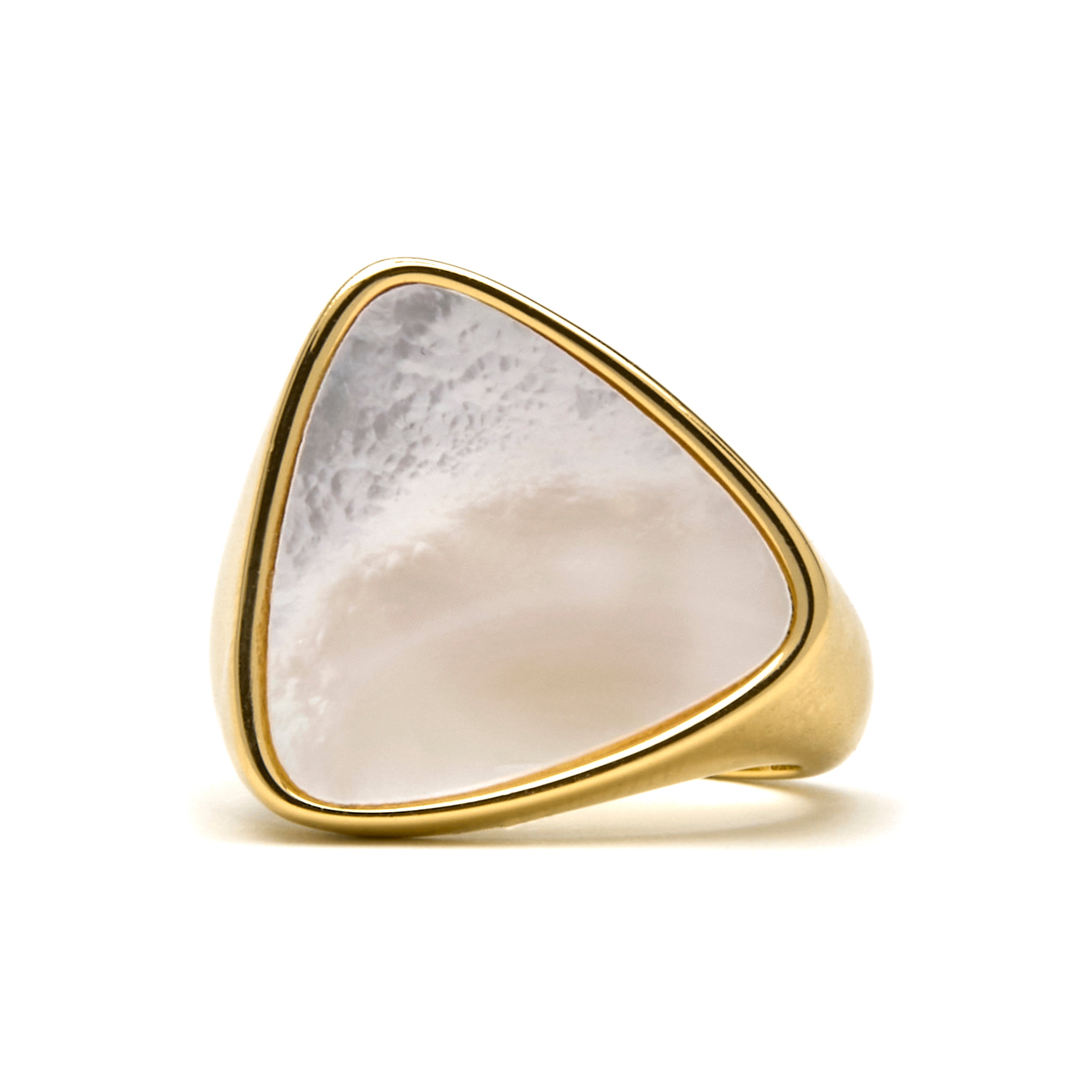 Anillo con Madreperla Blanca acabado oro 18k - Sune
