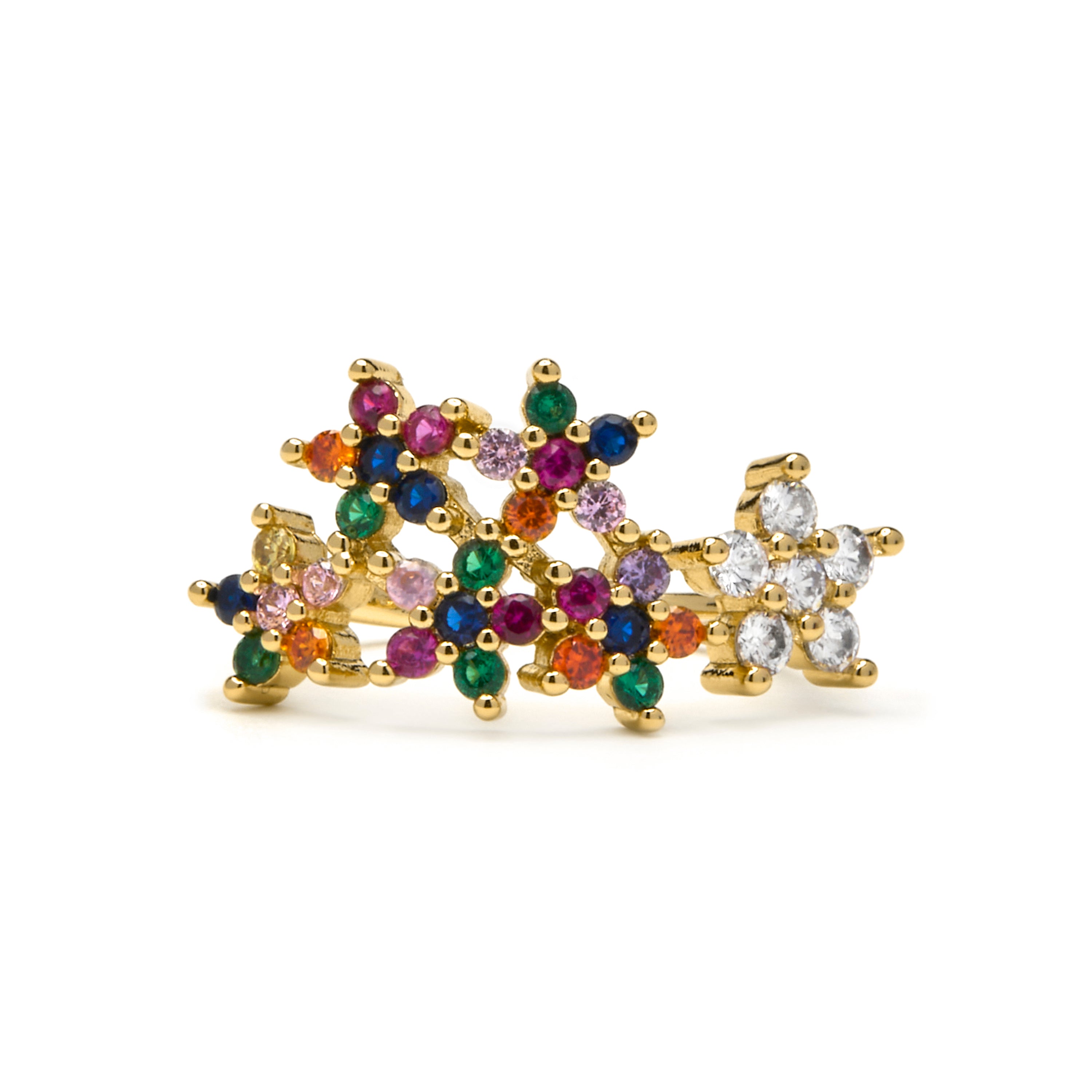 Anillo con Circonita Multicolor acabado oro 18k - Qianvi