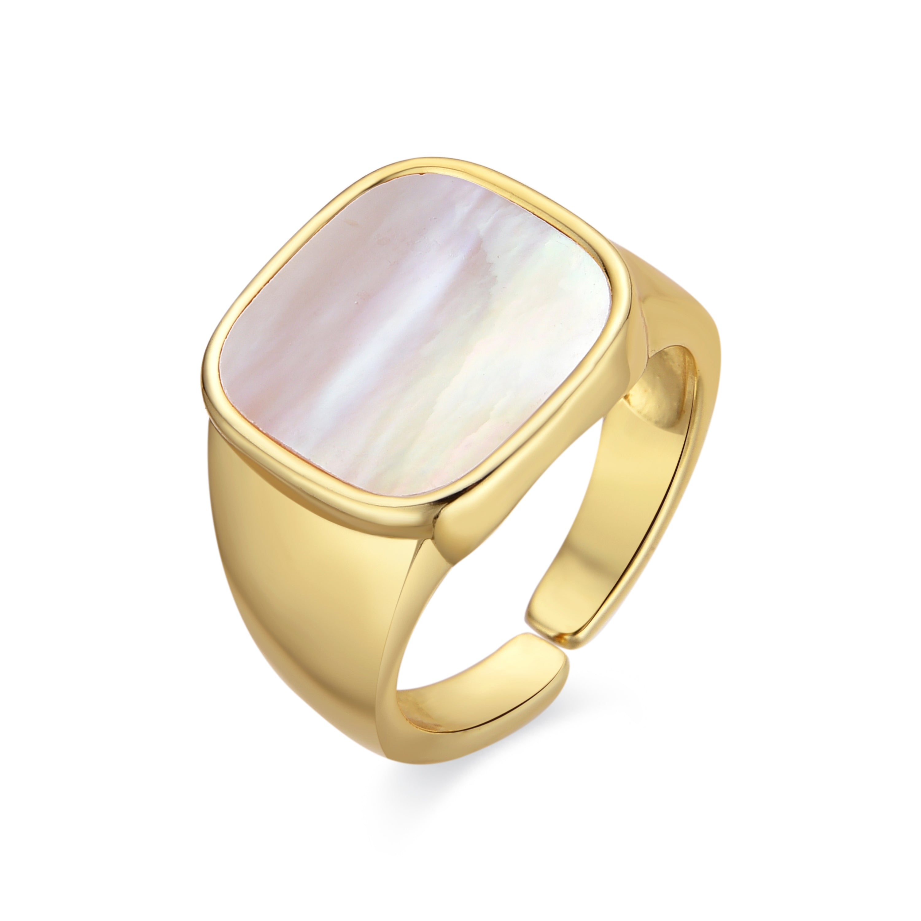 Ring with White Mother-of-Pearl finished in 18k gold - Misau
