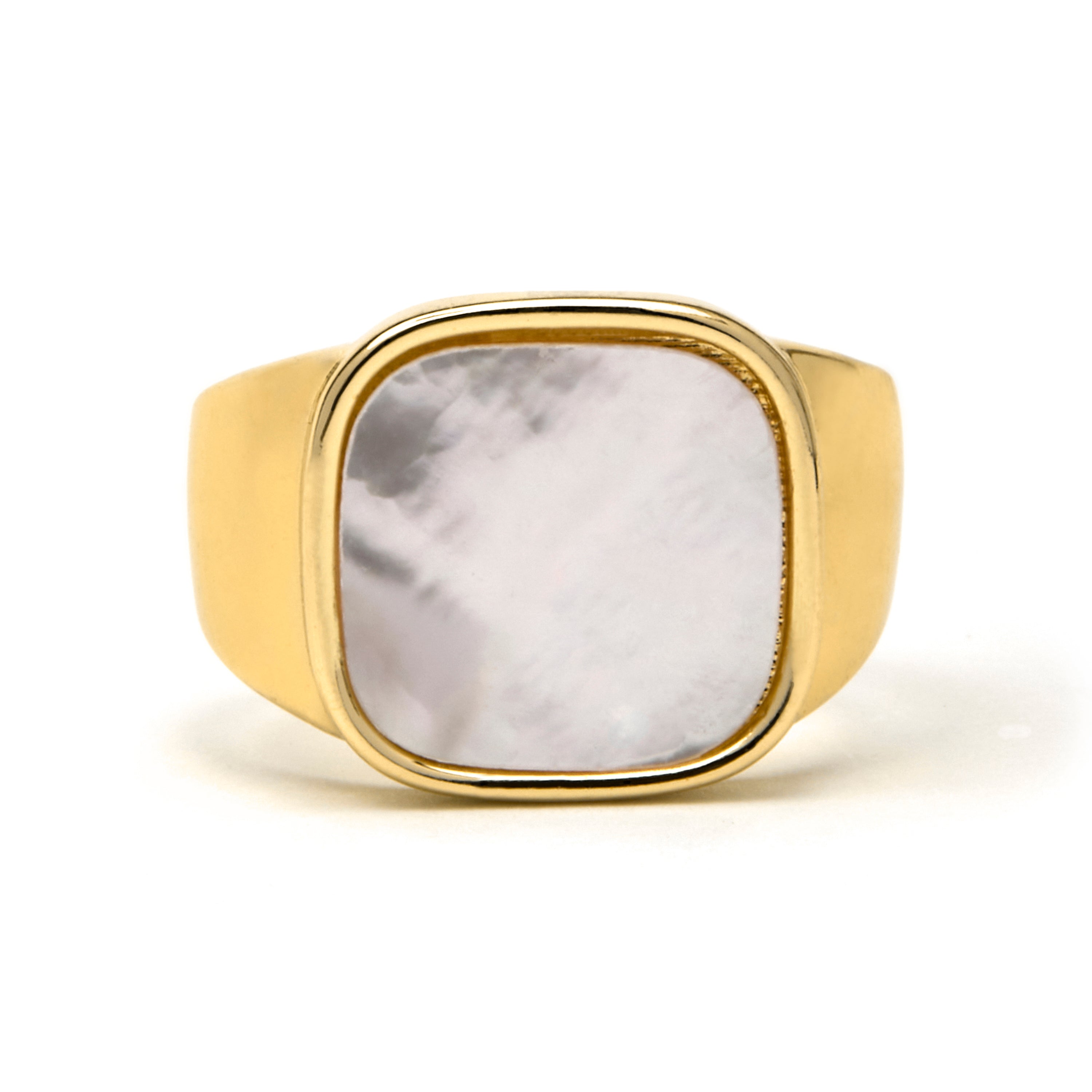 Ring with White Mother-of-Pearl finished in 18k gold - Misau