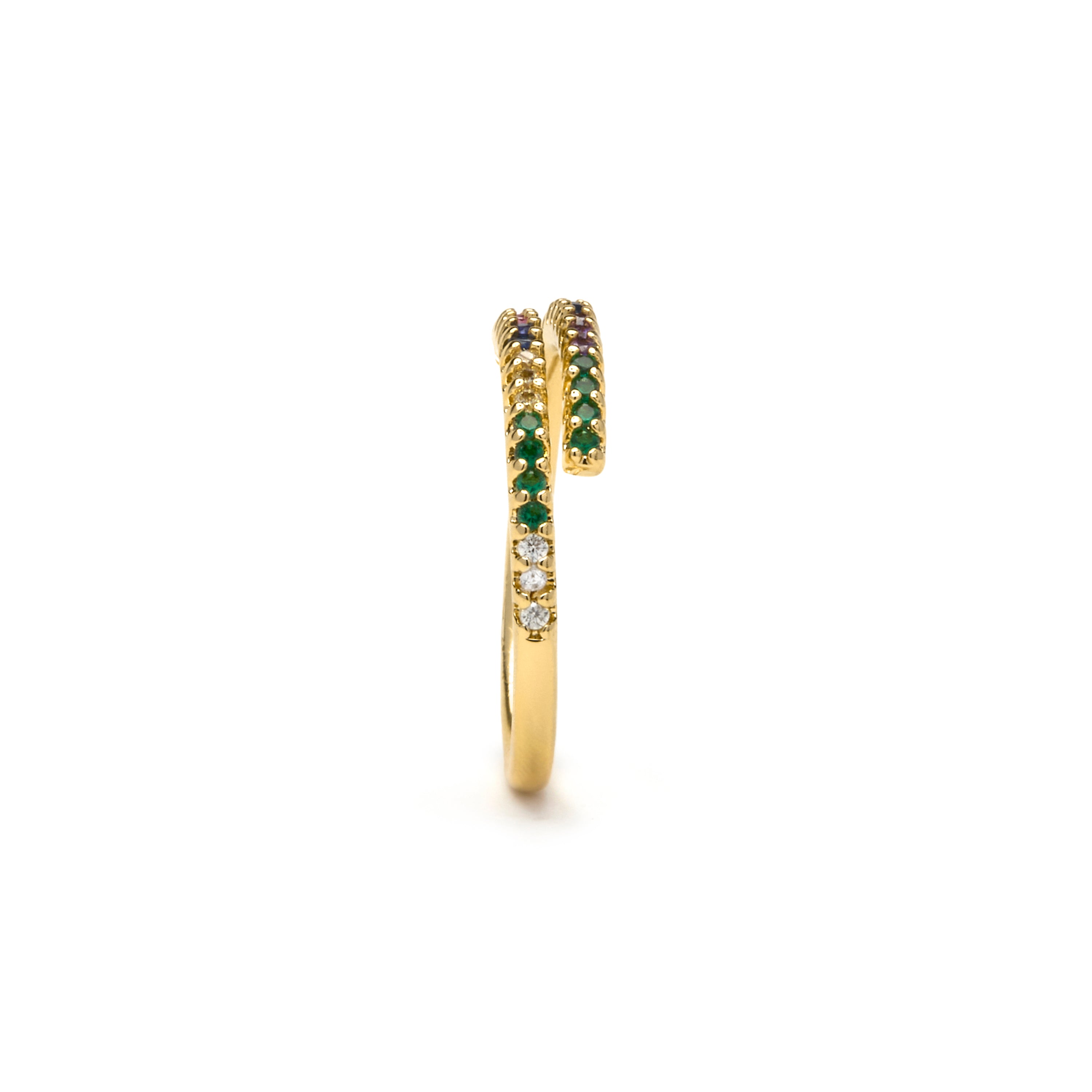 Anel com Zircónia Multicolor acabamento em ouro 18k - Tazel