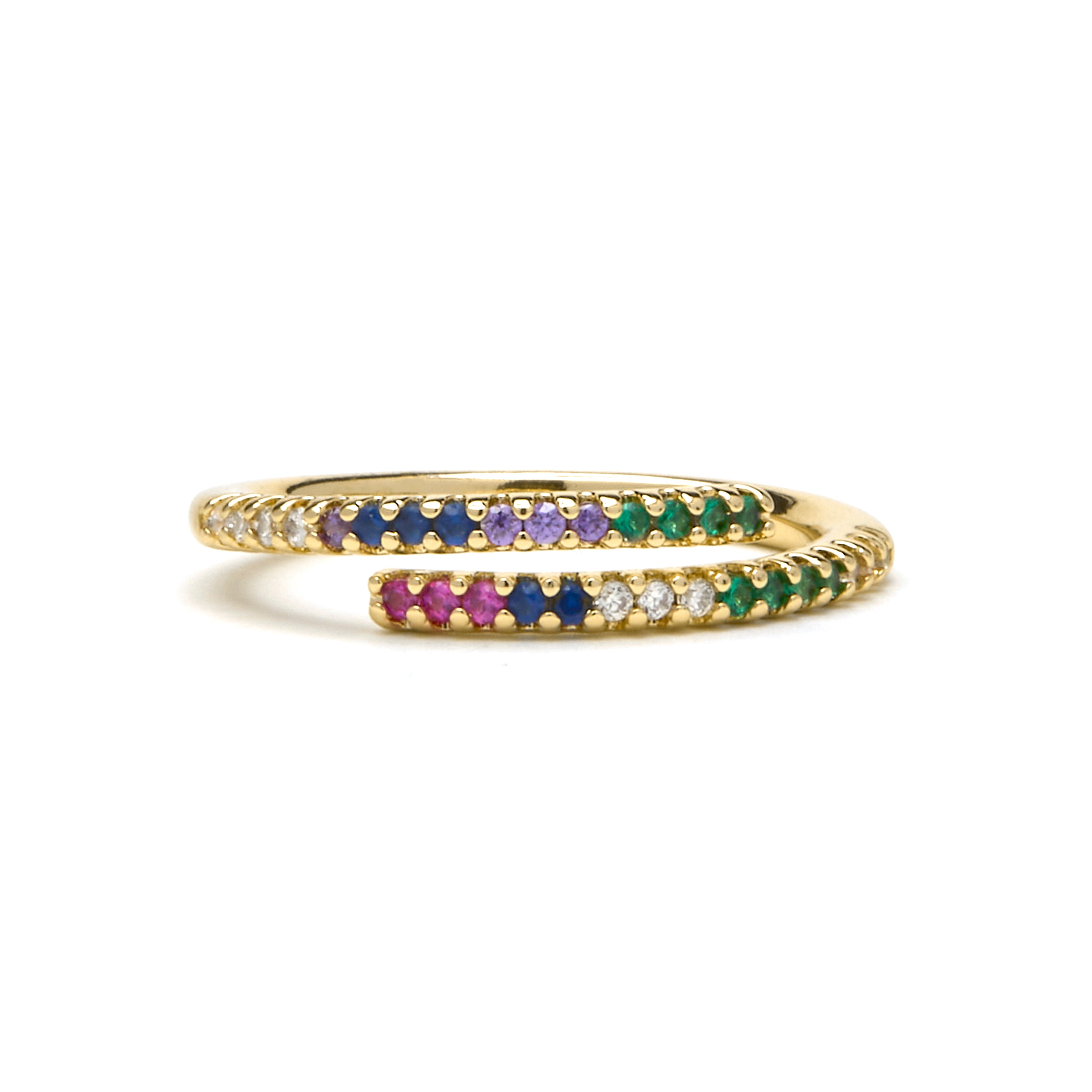 Anel com Zircónia Multicolor acabamento em ouro 18k - Tazel
