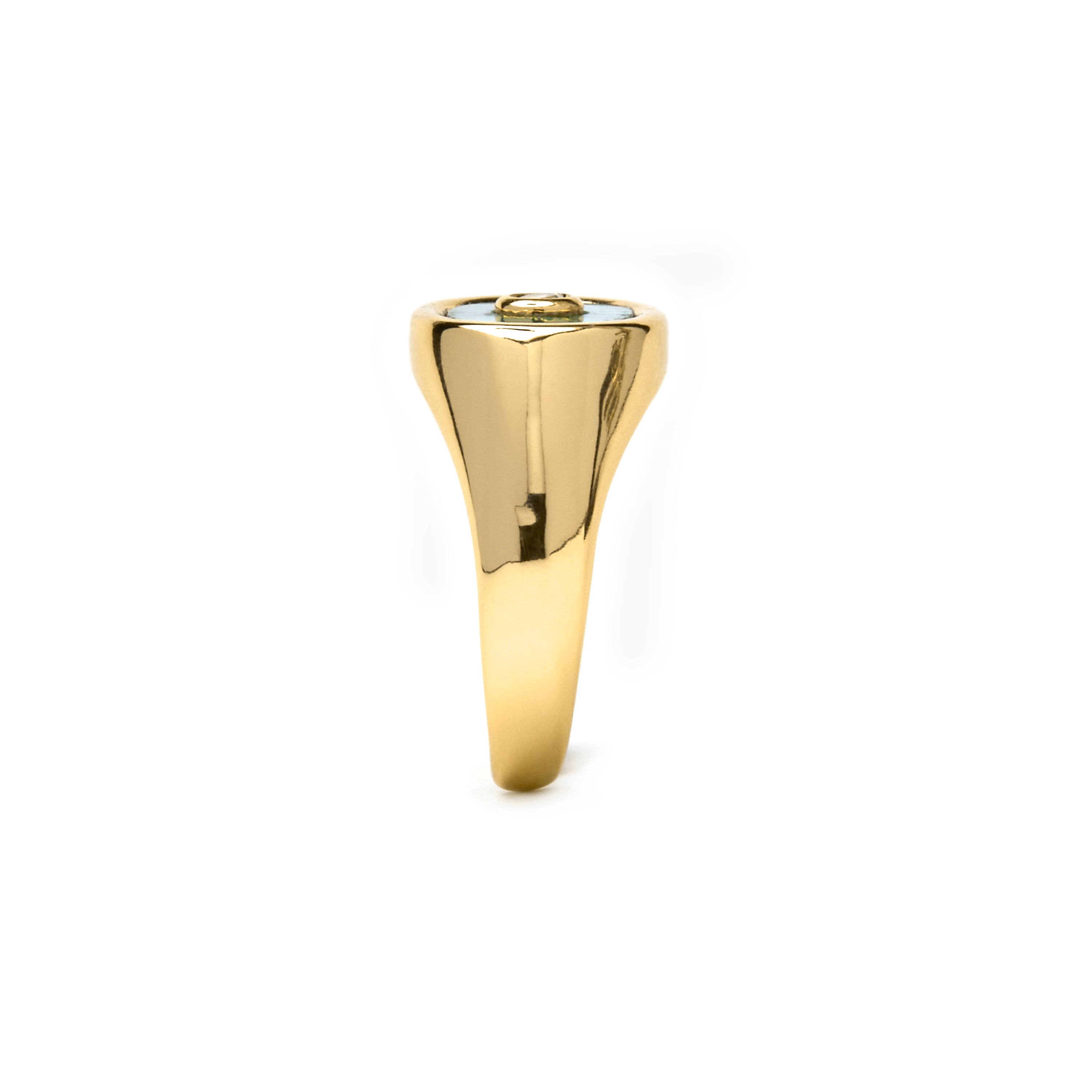 Anel com Malaquita acabamento em ouro 18k - Staxo