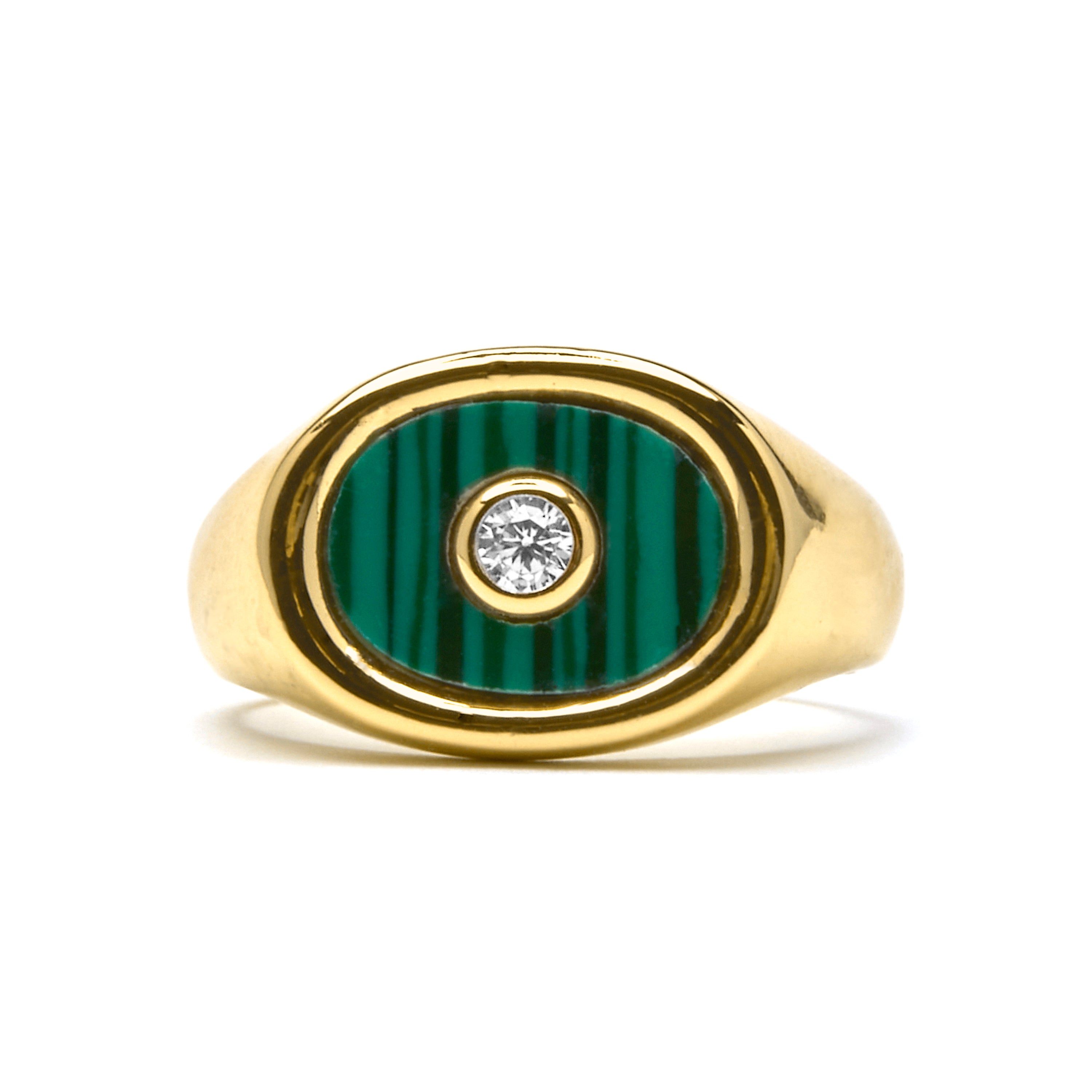 Anel com Malaquita acabamento em ouro 18k - Staxo