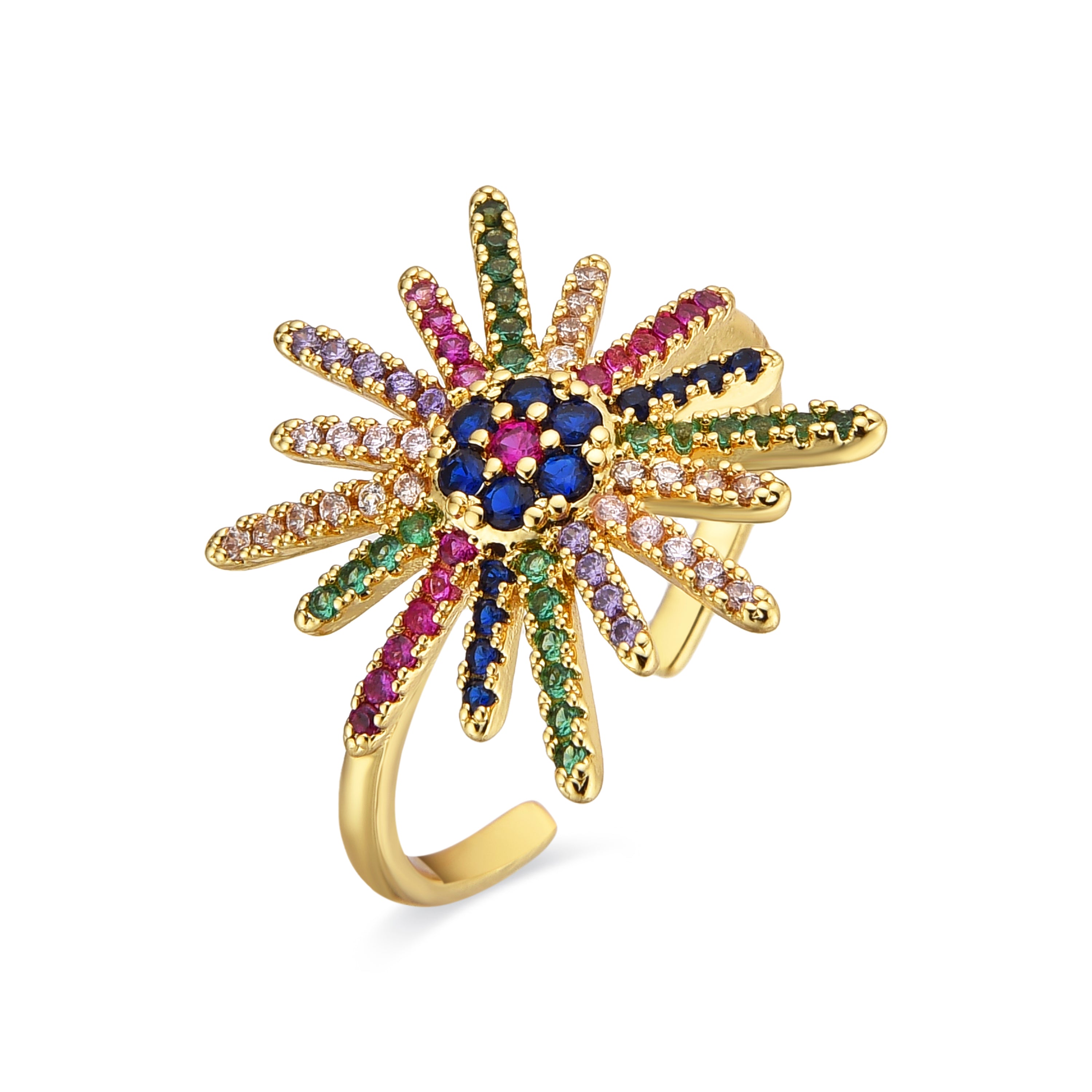 Ring with Multicolor Zirconia gold finish 18k - Daob