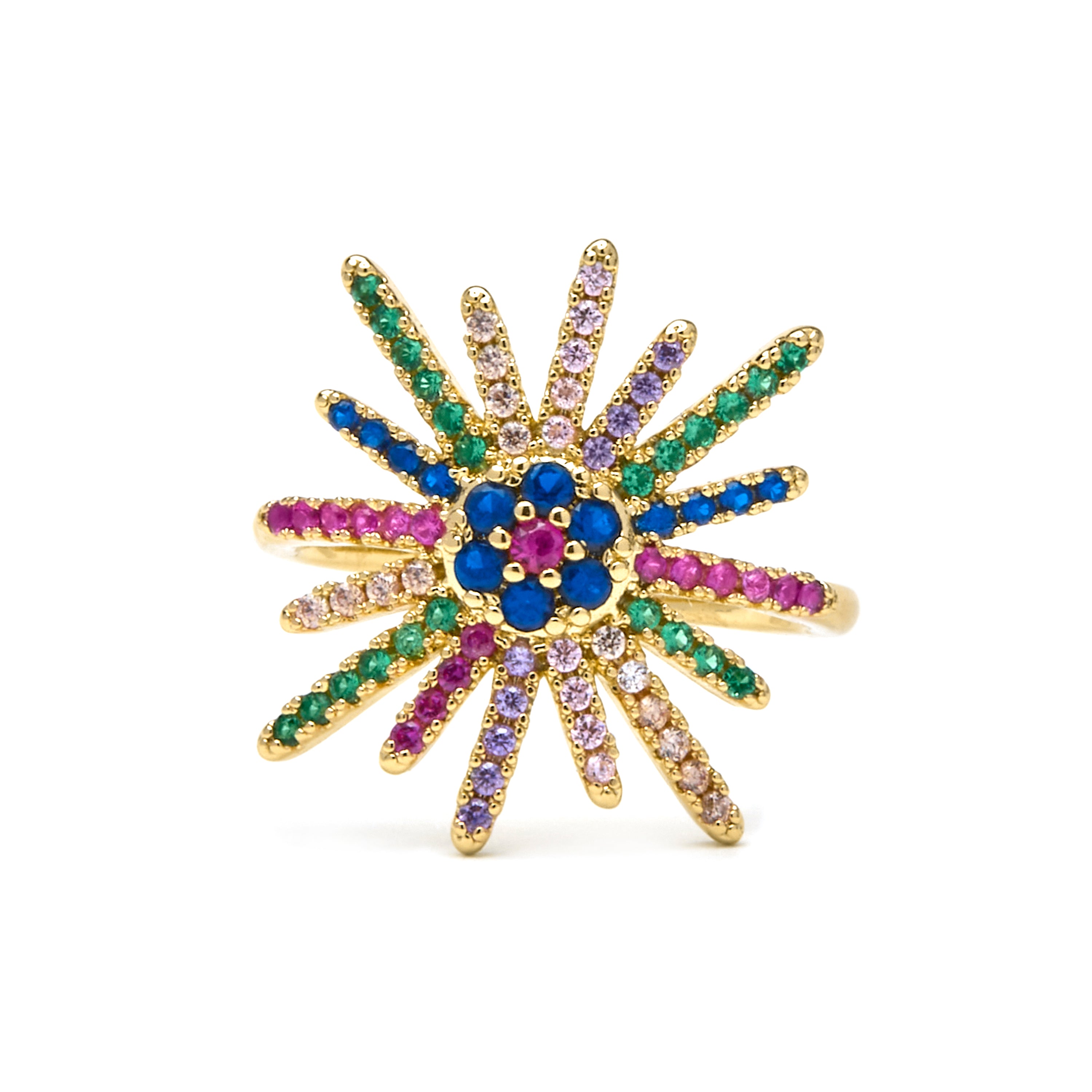 Ring with Multicolor Zirconia gold finish 18k - Daob