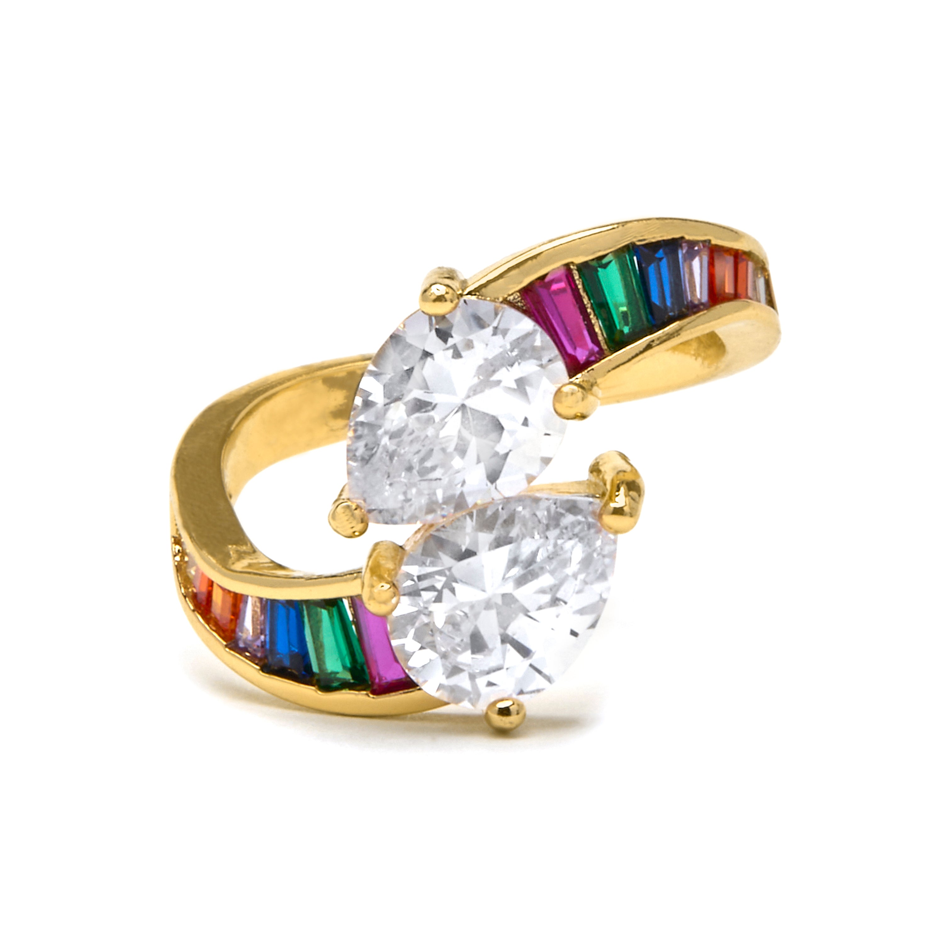 Ring with Brilliant Zirconia finished in 18k gold - Darbia