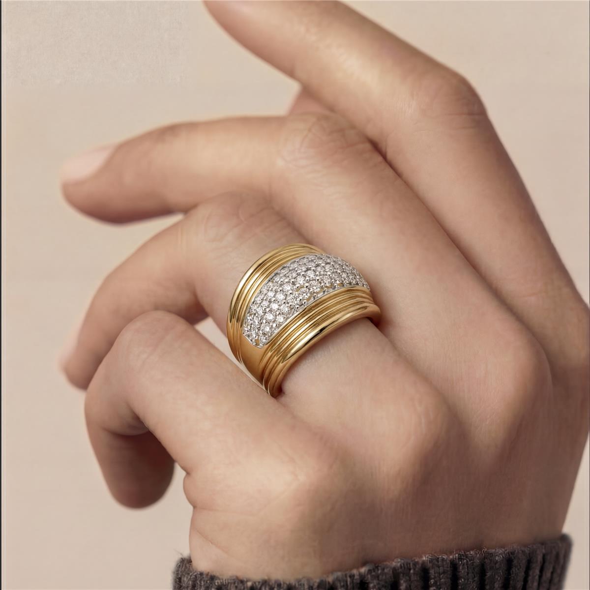 Bague avec Zircone Brillante finition or 18k - Darbia