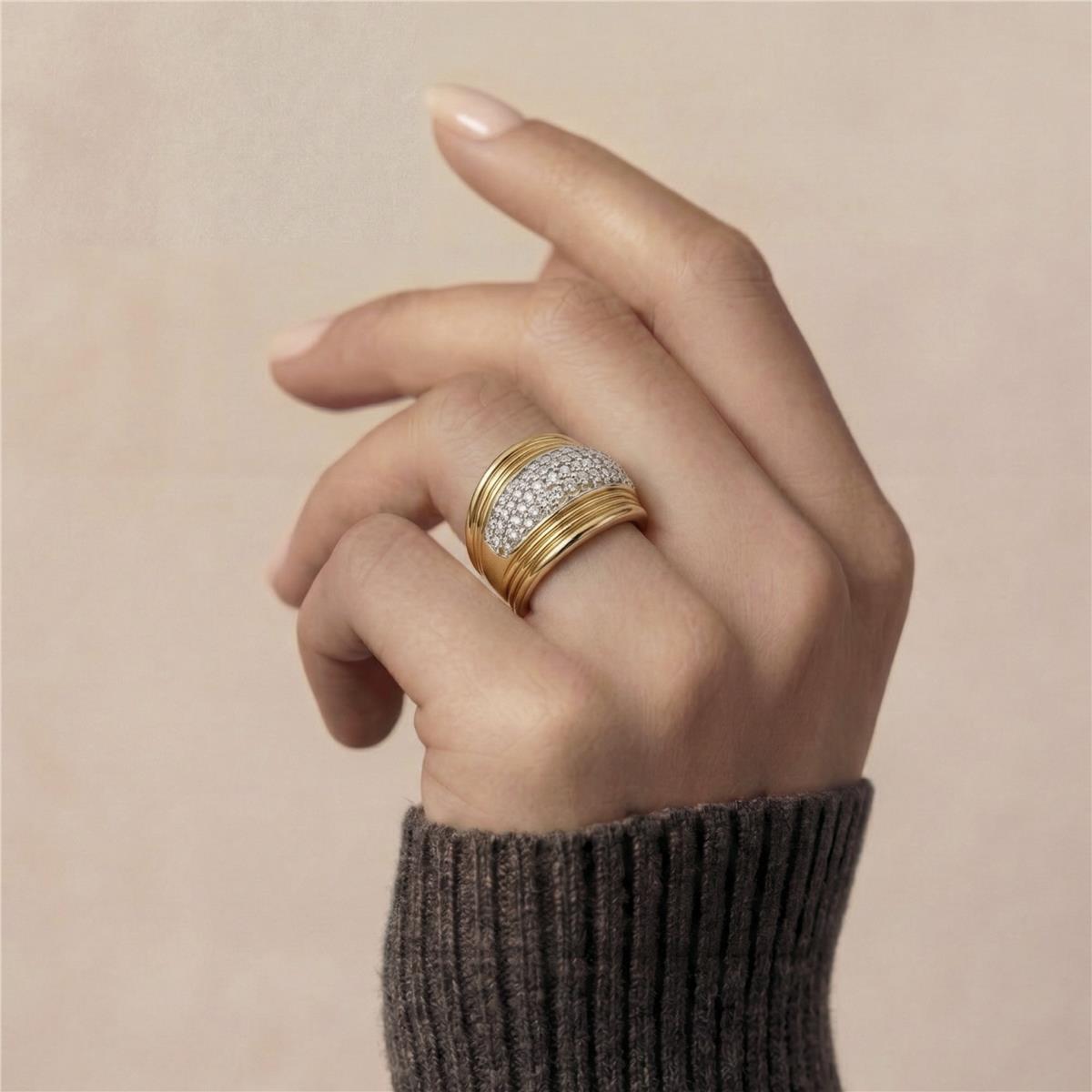 Bague avec Zircone Brillante finition or 18k - Darbia