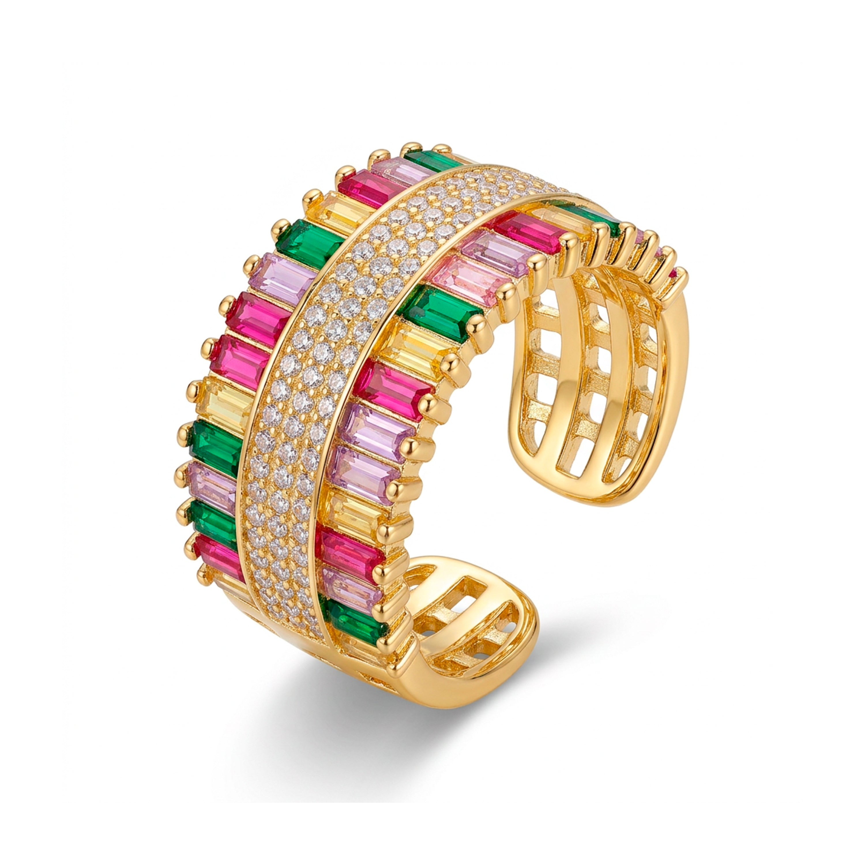 Ring with Brilliant Zirconia finished in 18k gold - Darbia
