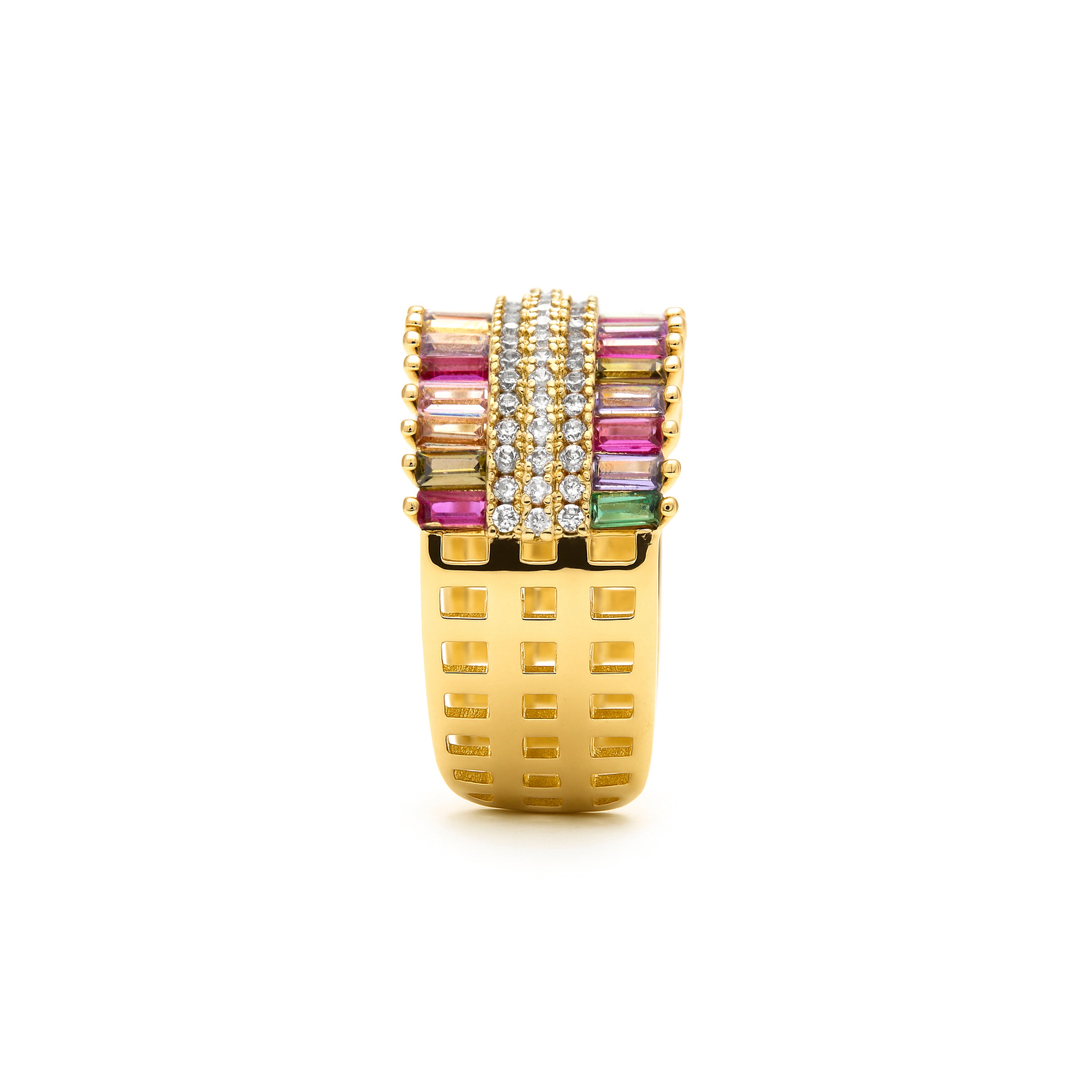 Ring with Brilliant Zirconia finished in 18k gold - Darbia