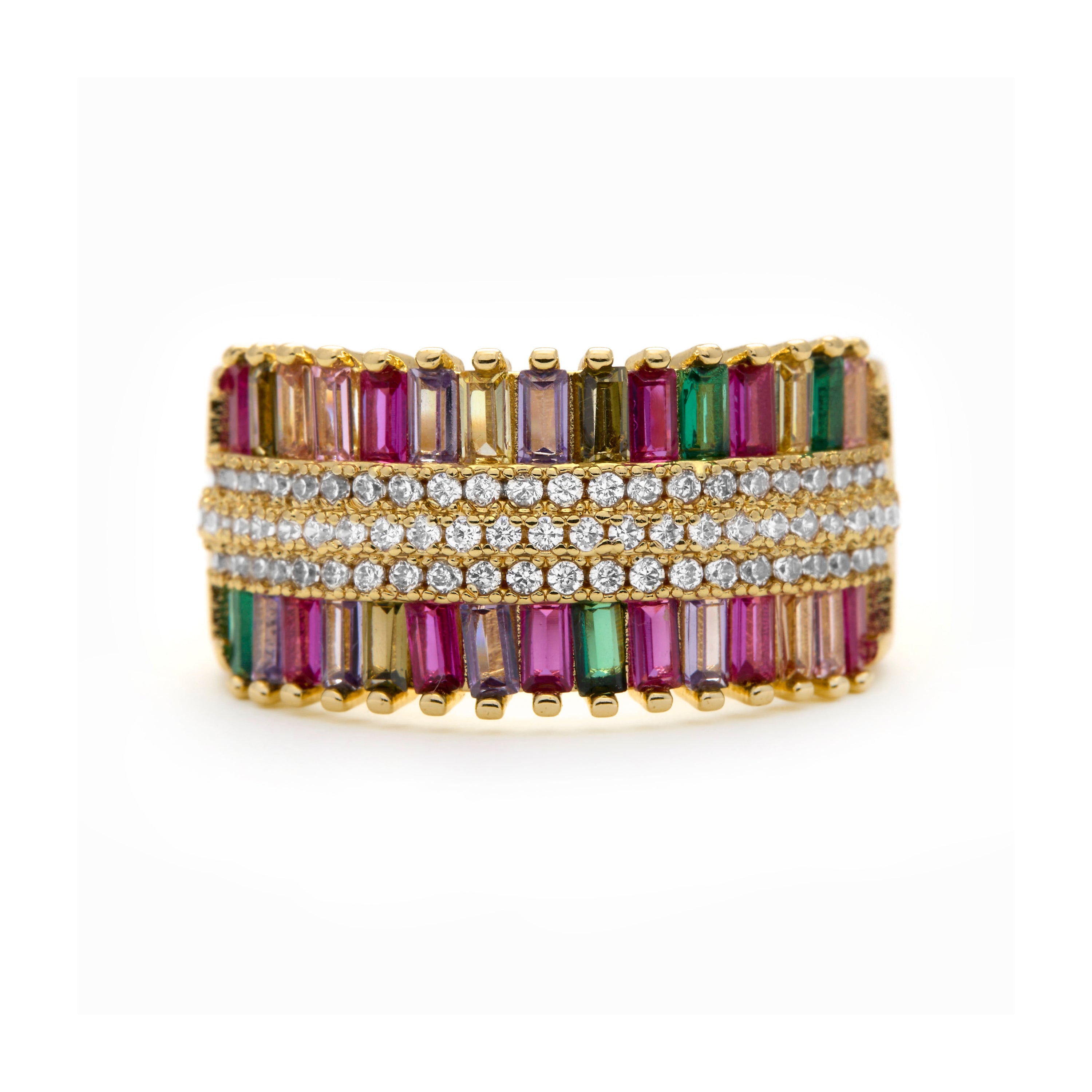 Ring with Brilliant Zirconia finished in 18k gold - Darbia