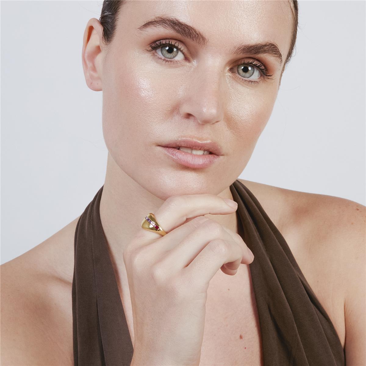 Ring mit Zirkonia, glänzend, 18k Gold - Darbia