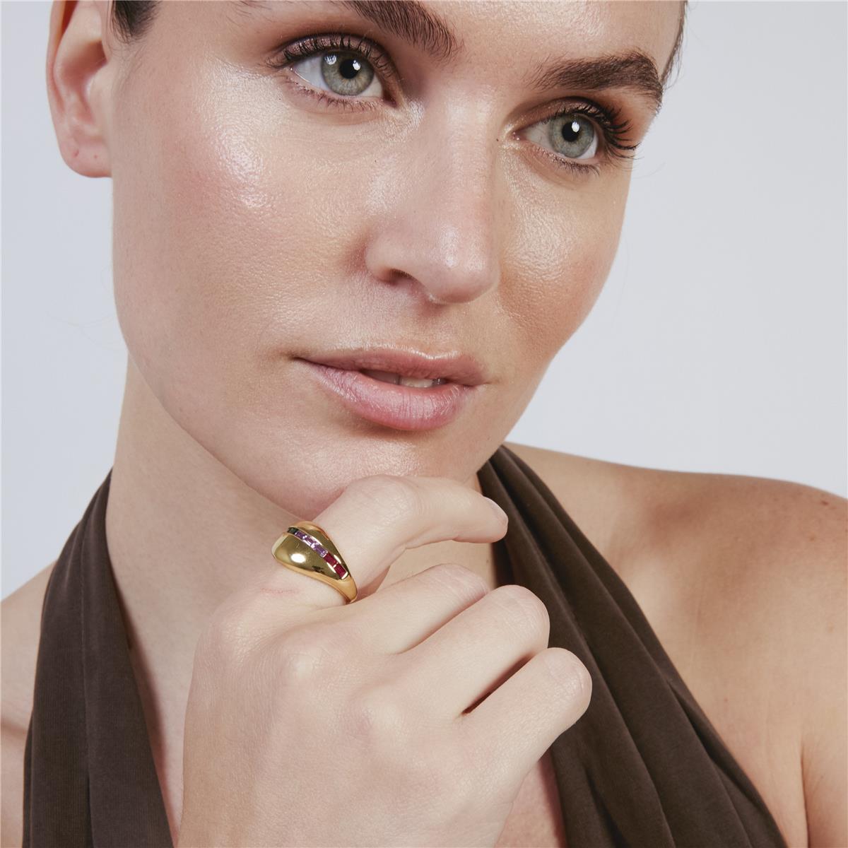 Ring mit Zirkonia, glänzend, 18k Gold - Darbia