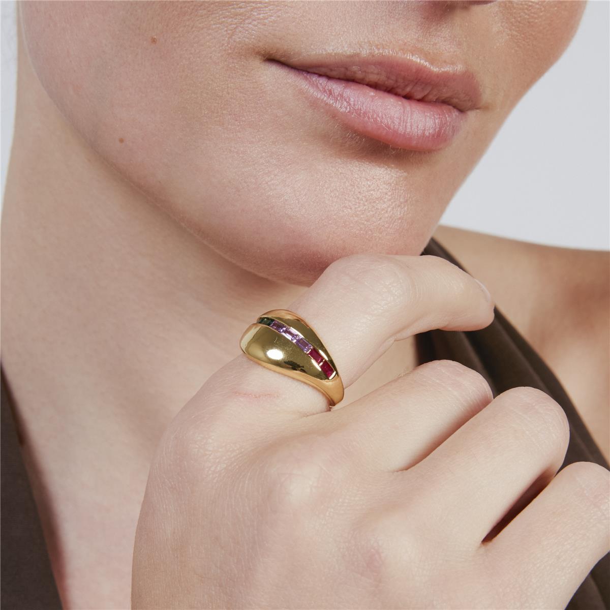 Ring mit Zirkonia, glänzend, 18k Gold - Darbia