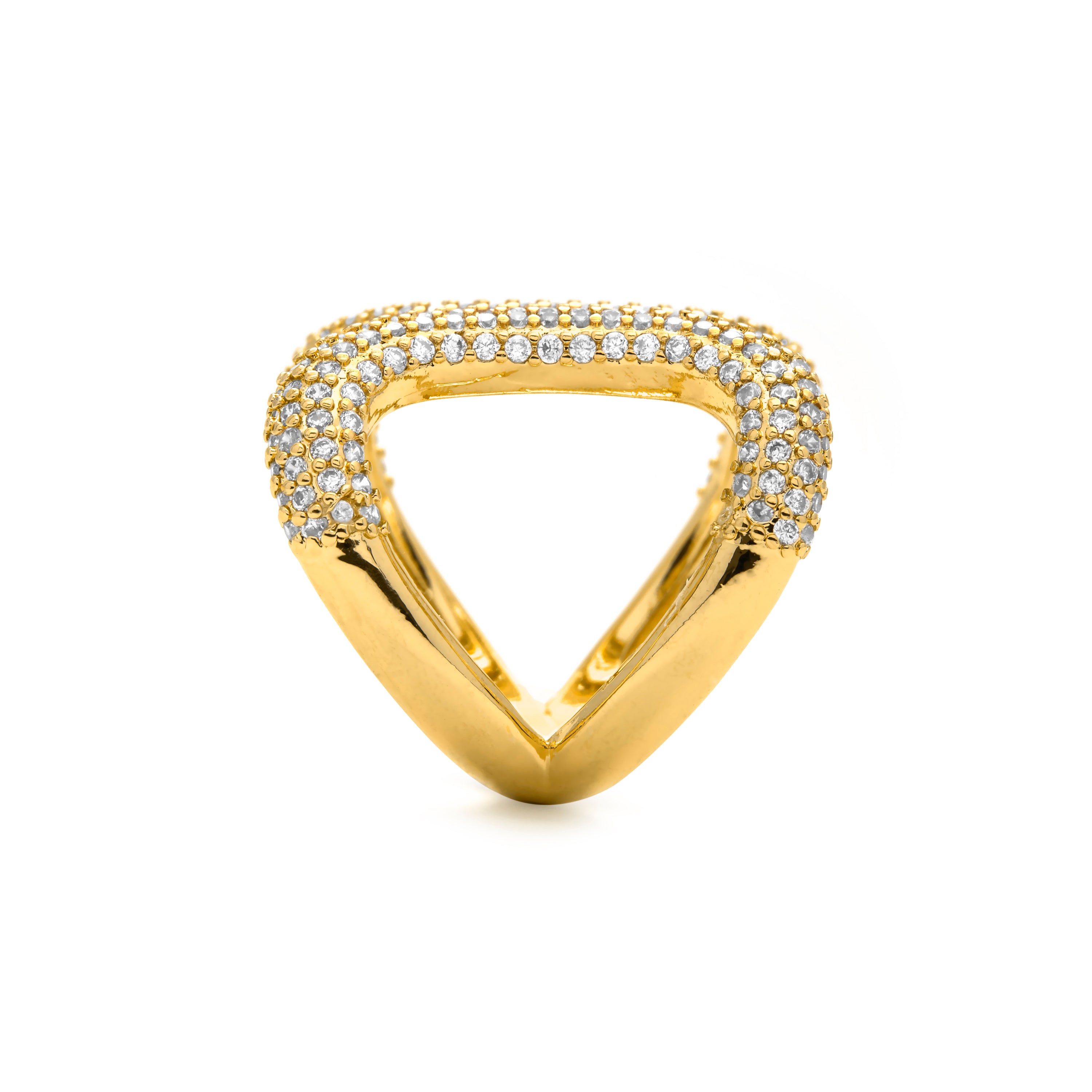 Anillo de Circonita Brillante acabado en oro amarillo de 18k - Rudma