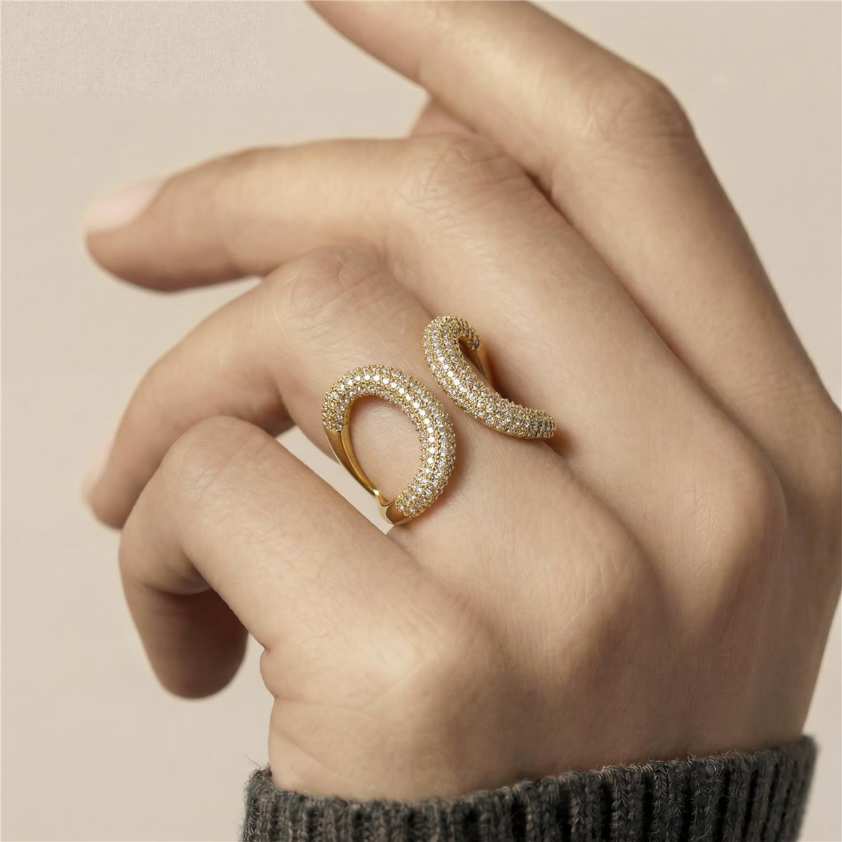 Anillo de Circonita Brillante acabado en oro amarillo de 18k - Rudma