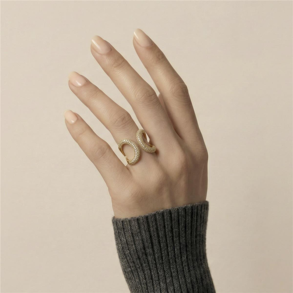 Anillo de Circonita Brillante acabado en oro amarillo de 18k - Rudma