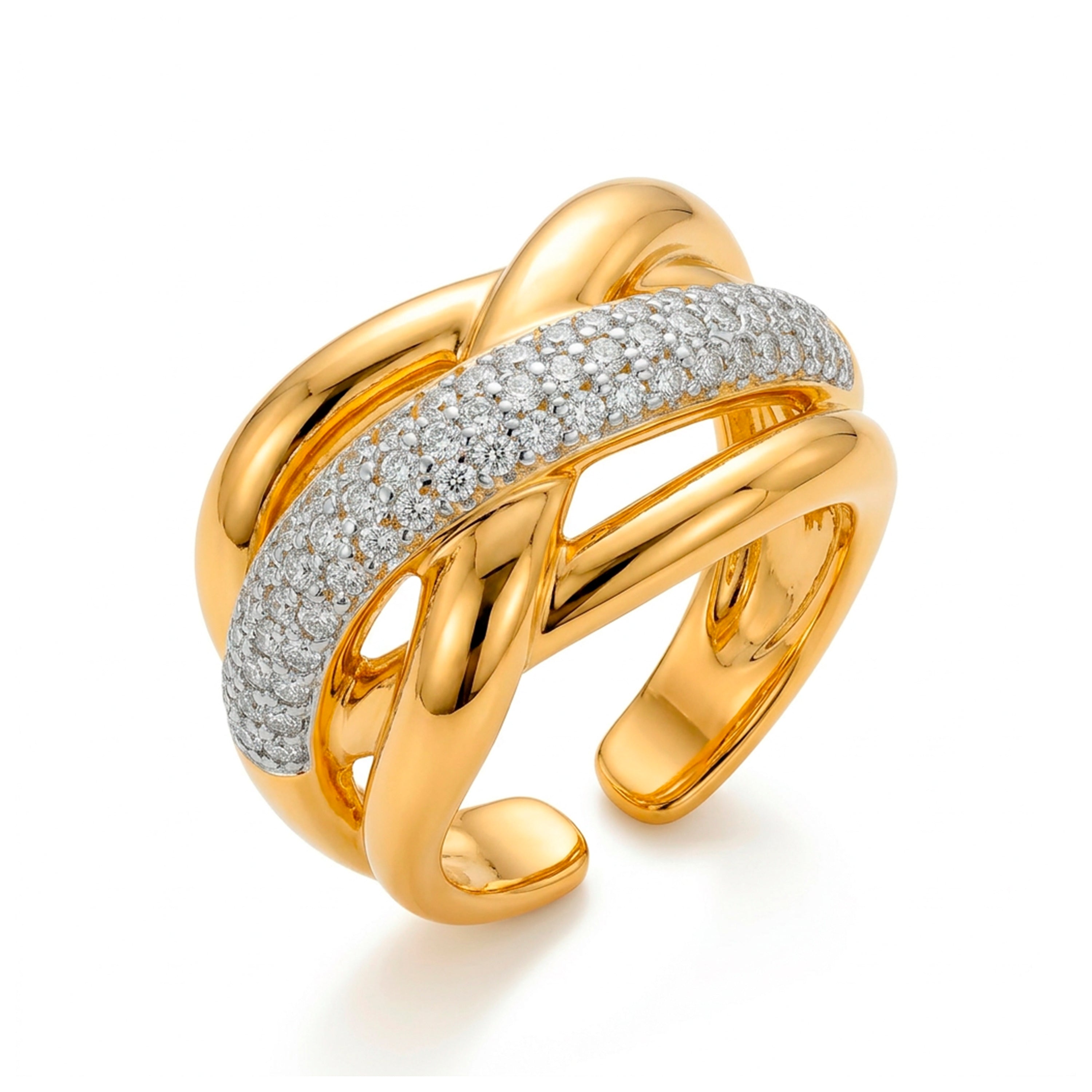 Bague avec Zircone Brillante finition or 18k - Darbia