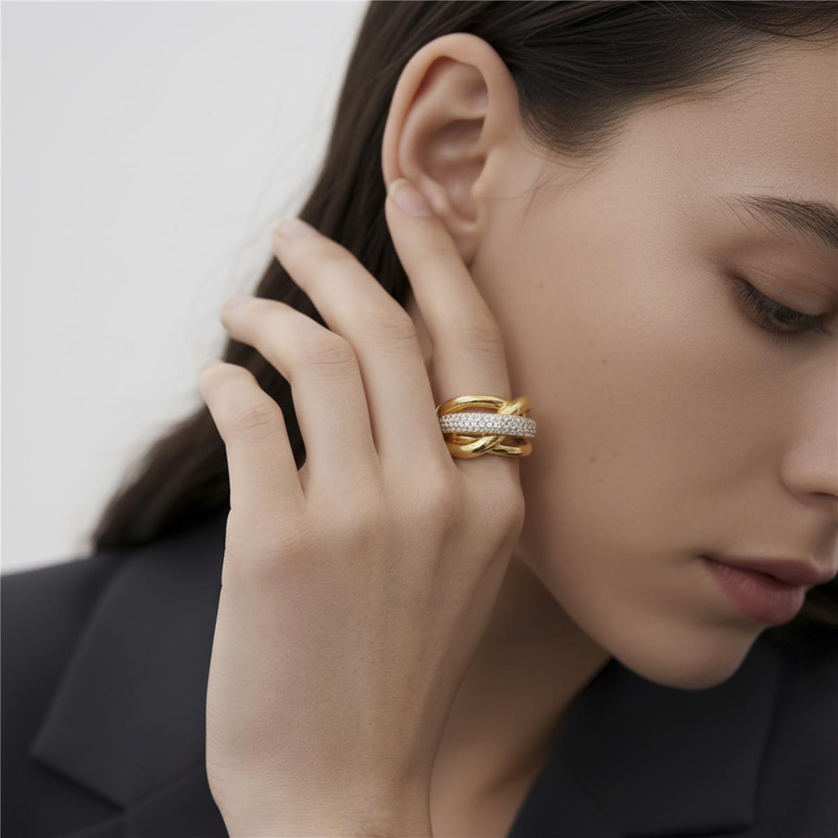Bague avec Zircone Brillante finition or 18k - Darbia