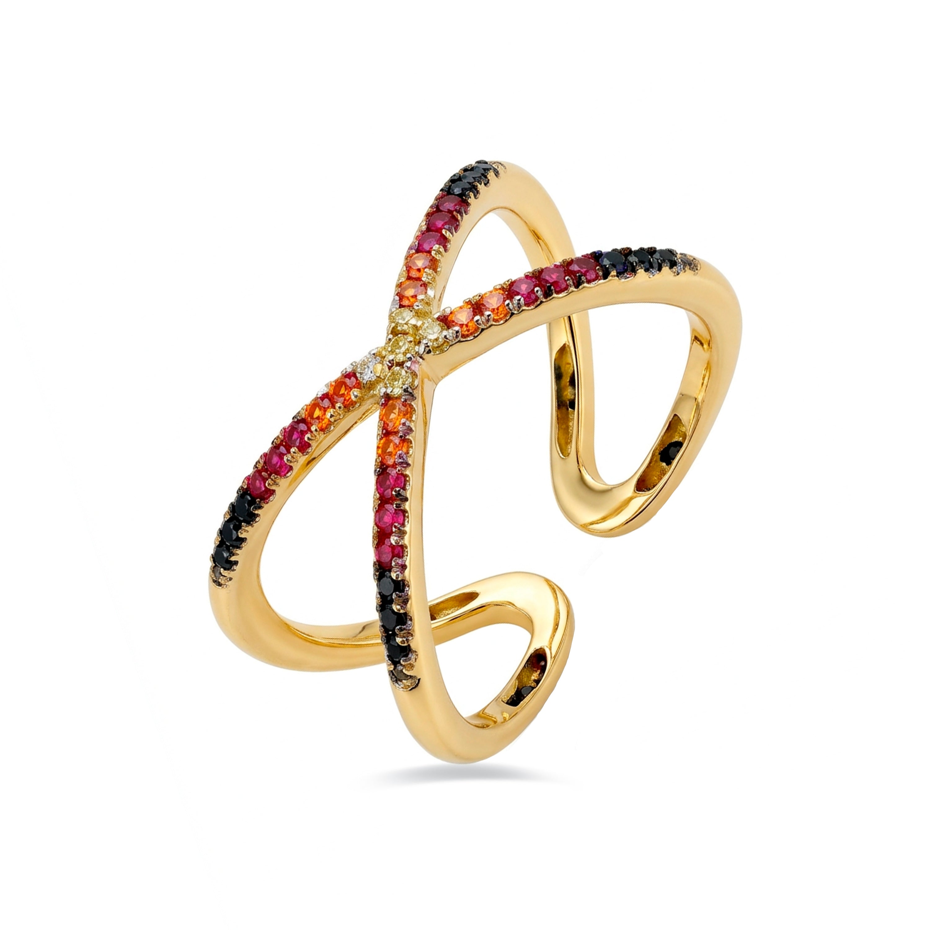Anillo de Circonita Multicolor acabado en oro amarillo de 18k - Zadra