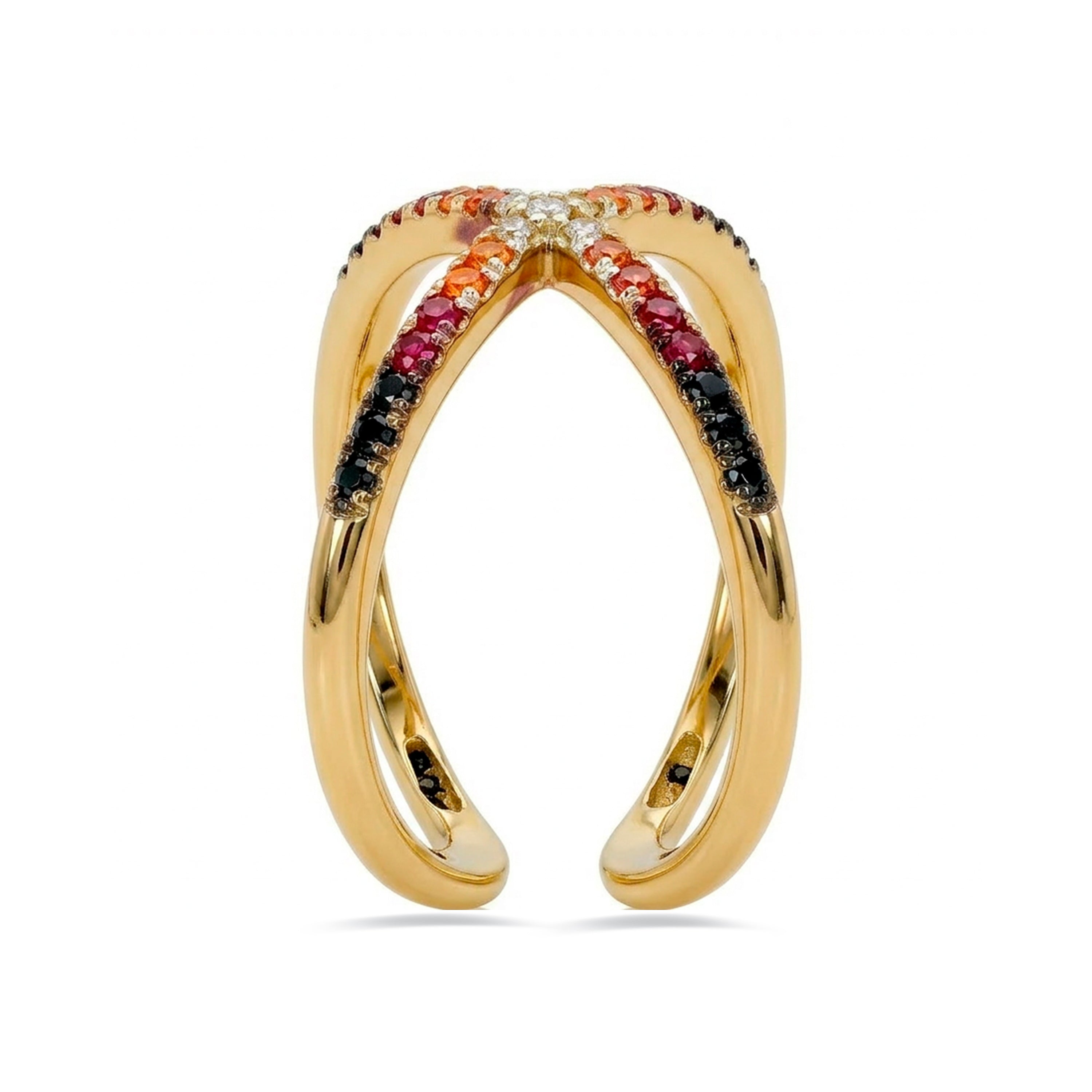 Anillo de Circonita Multicolor acabado en oro amarillo de 18k - Zadra