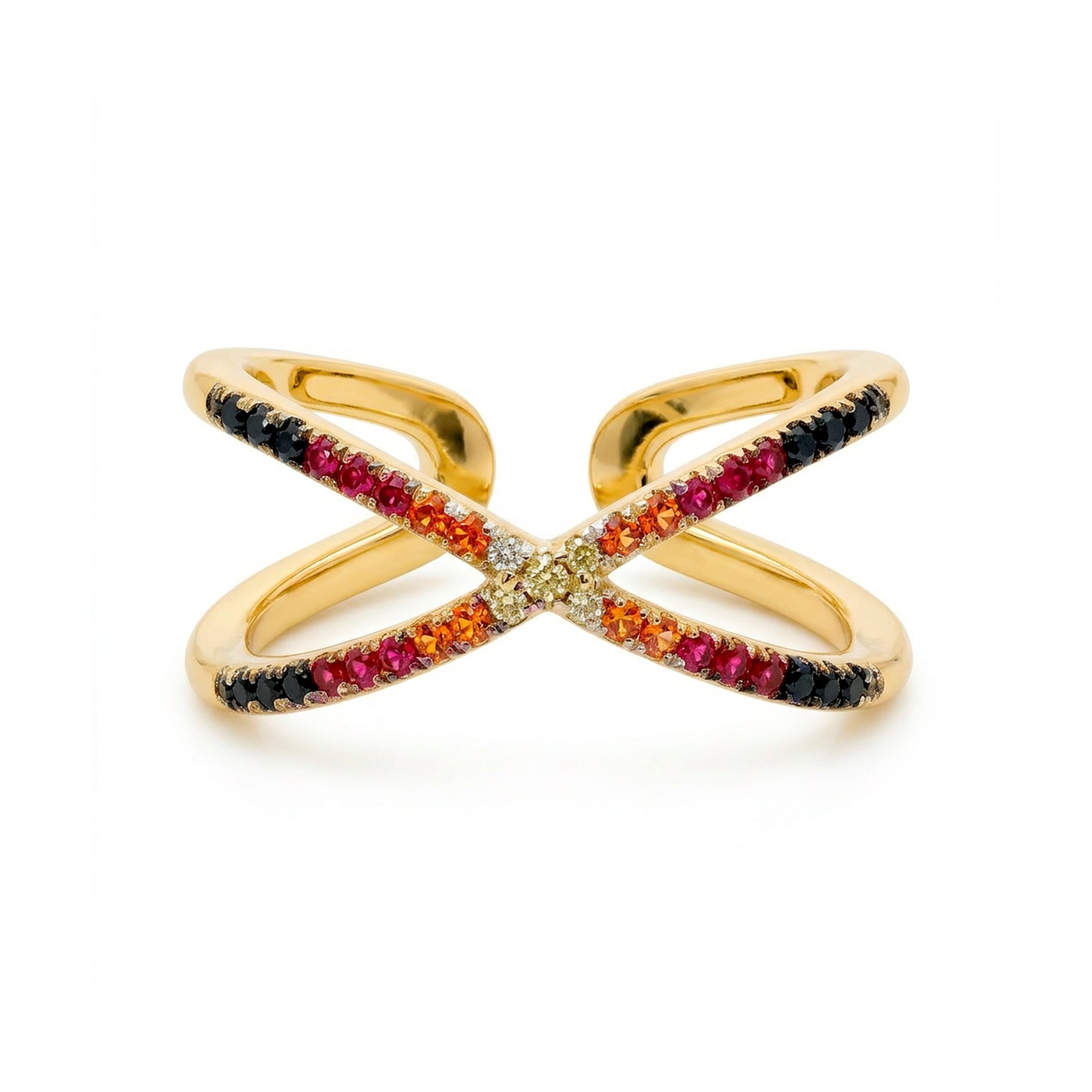 Anillo de Circonita Multicolor acabado en oro amarillo de 18k - Zadra
