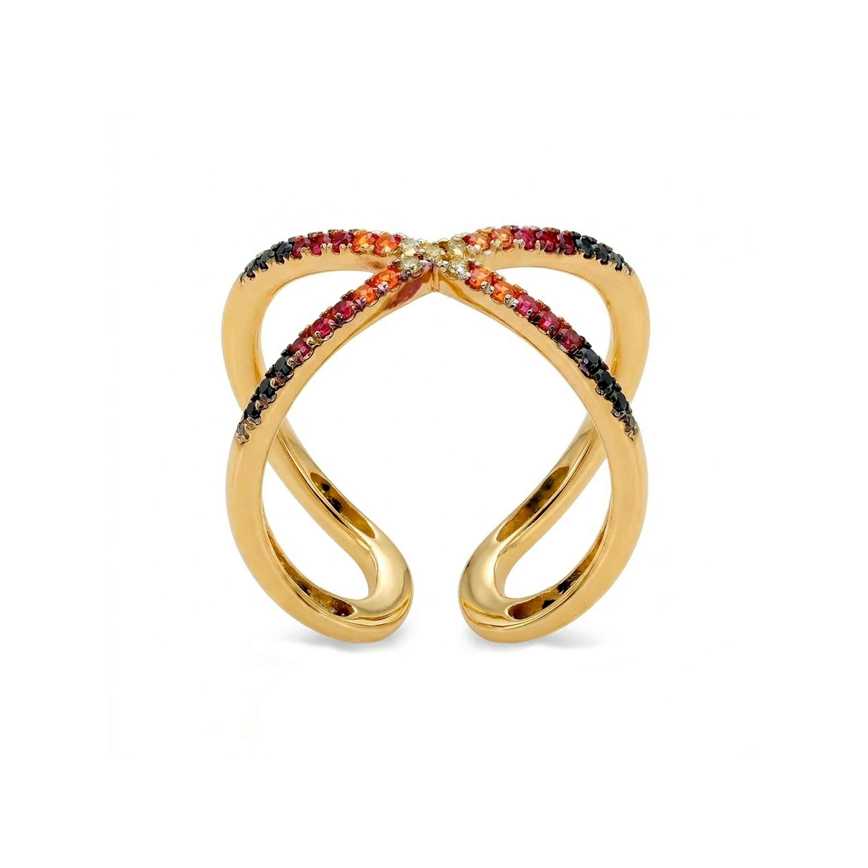 Anillo de Circonita Multicolor acabado en oro amarillo de 18k - Zadra