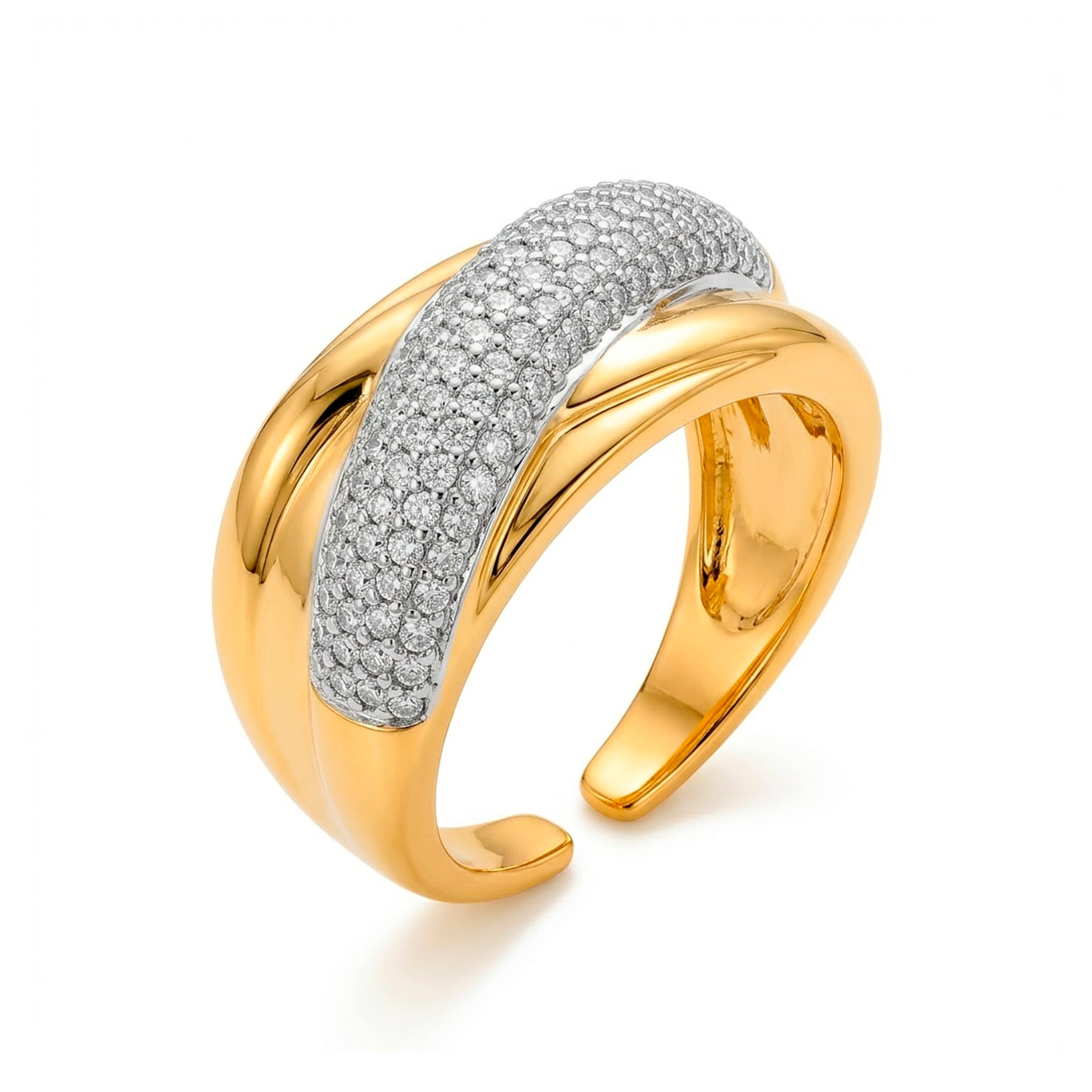 Anel com Zircónia Brilhante acabamento ouro 18k - Darbia