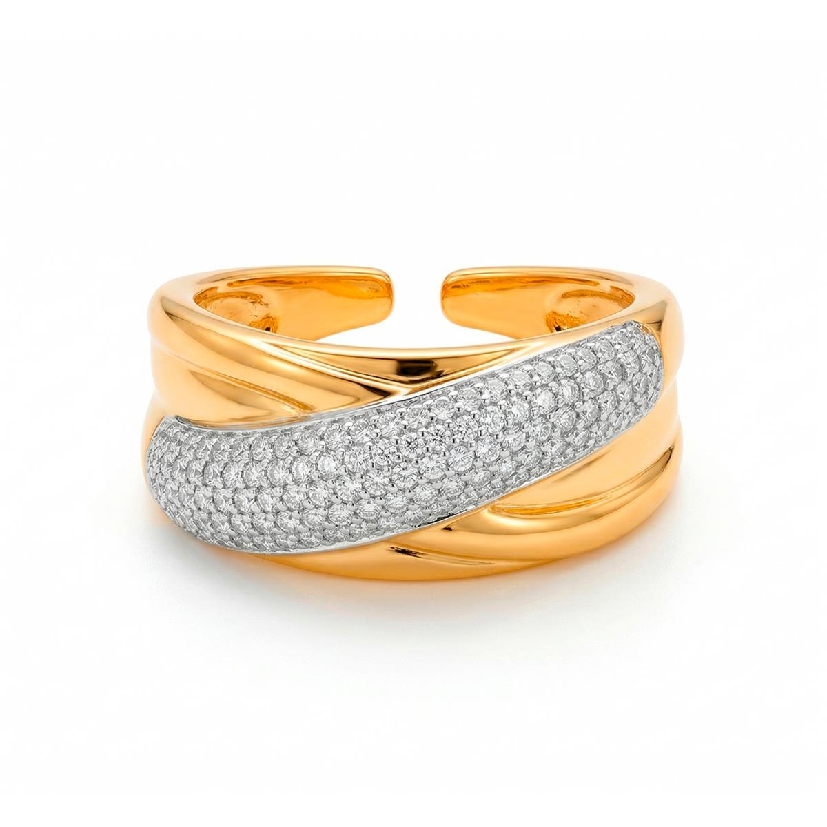 Anel com Zircónia Brilhante acabamento ouro 18k - Darbia