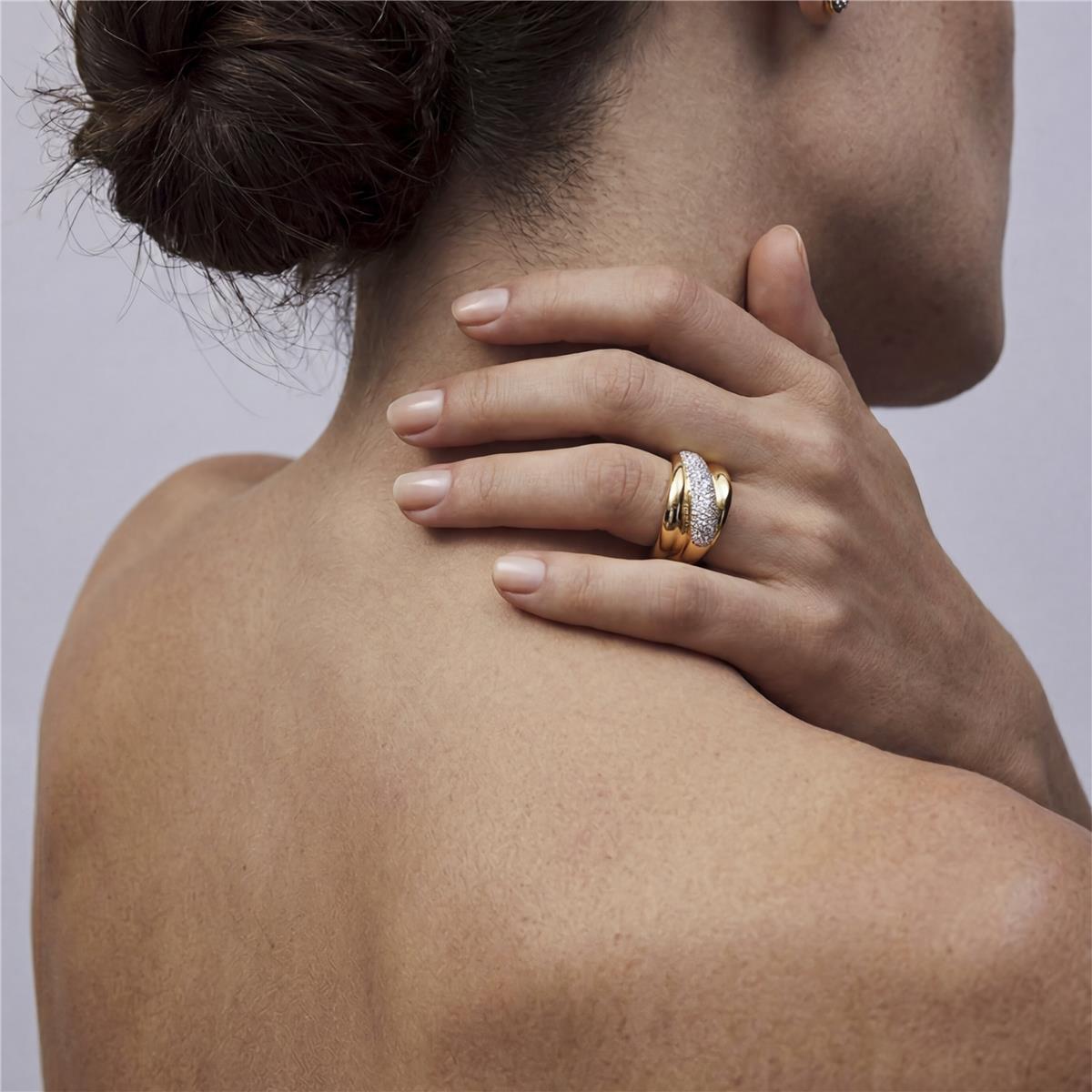 Anel com Zircónia Brilhante acabamento ouro 18k - Darbia