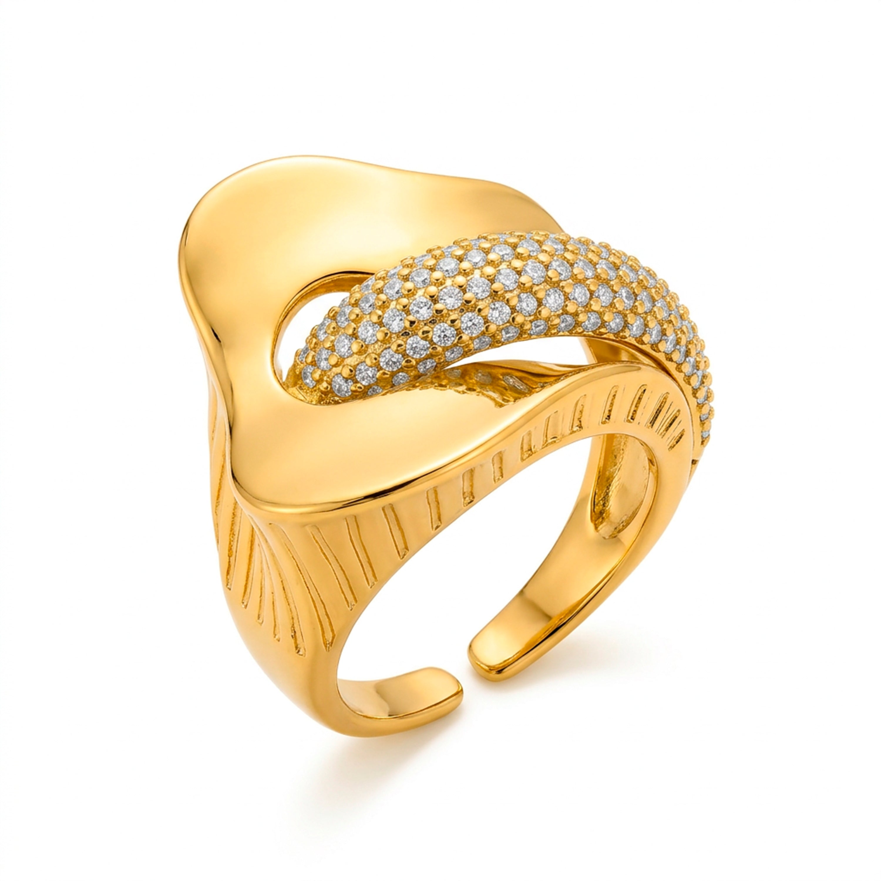 Anillo de Circonita Brillante acabado en oro amarillo de 18k - Lefri