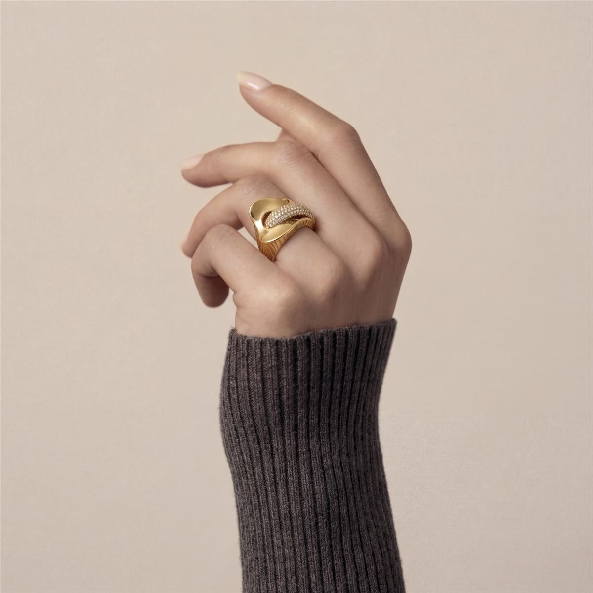 Anillo de Circonita Brillante acabado en oro amarillo de 18k - Lefri