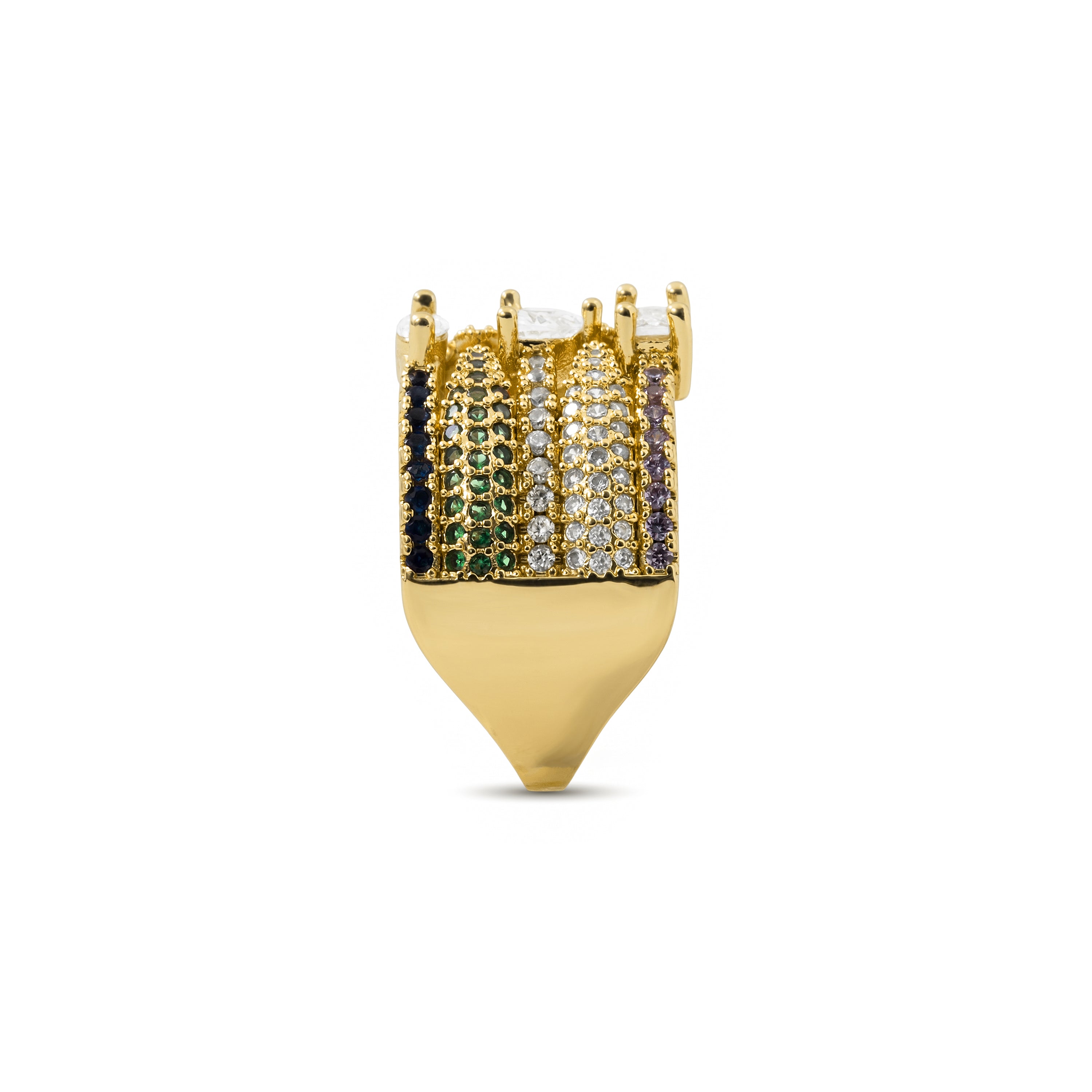 18k Yellow Gold Finished Multicolor Cubic Zirconia and Metal Alloy Ring - Thihsak