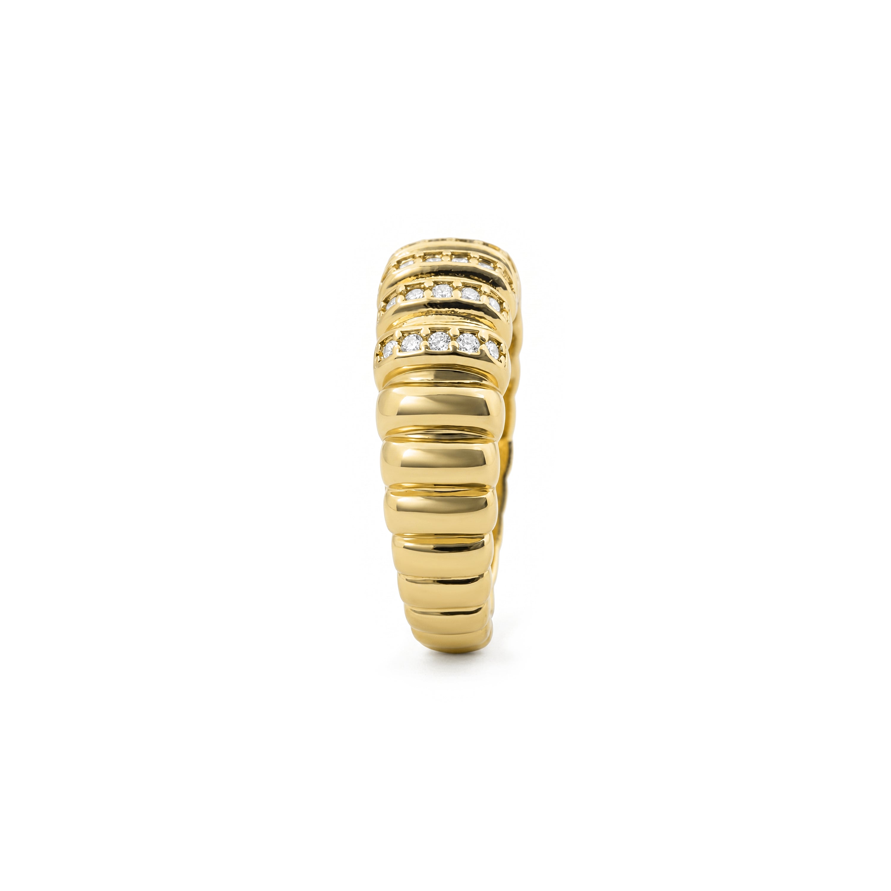 18k Yellow Gold Finished Metal Alloy and Sparkling Cubic Zirconia Ring - Bakla