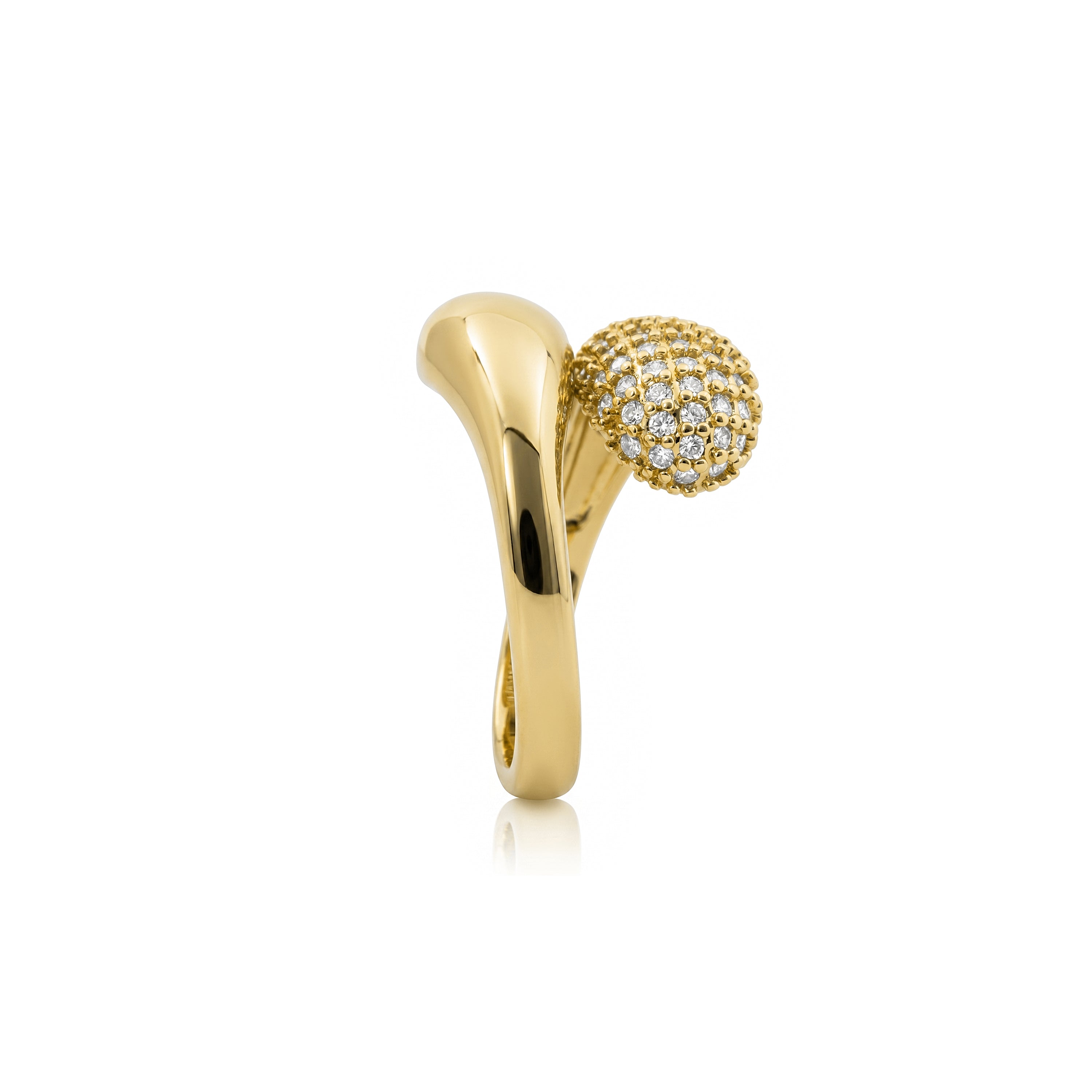 18k Yellow Gold Finished Metal Alloy Ring with Sparkling Cubic Zirconia - Hadar