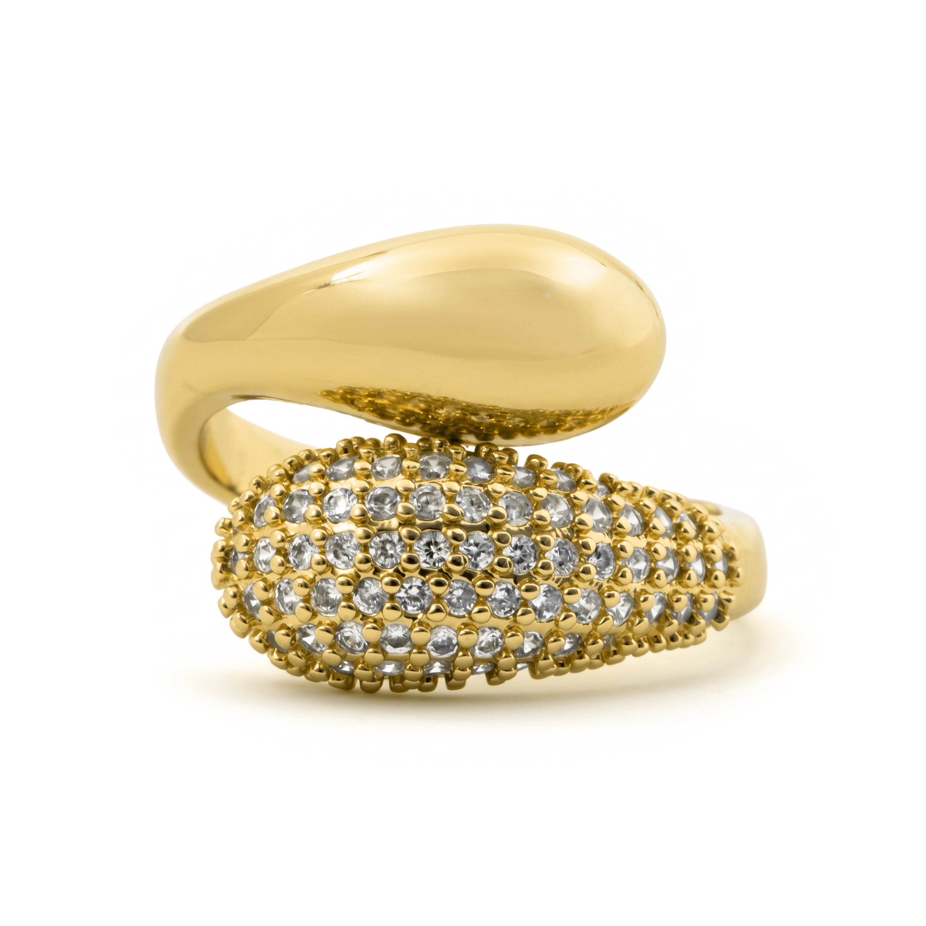 18k Yellow Gold Finished Metal Alloy Ring with Sparkling Cubic Zirconia - Hadar