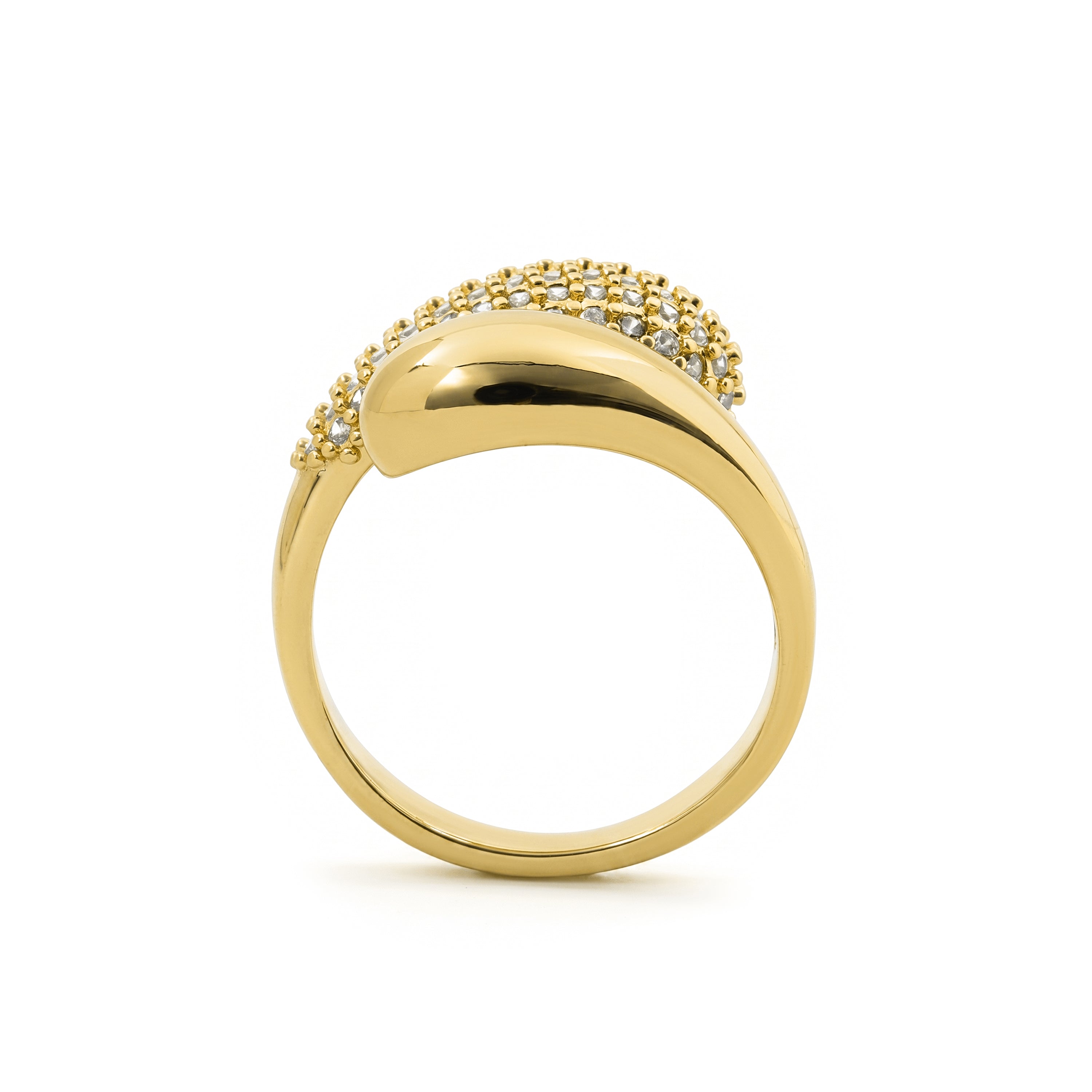18k Yellow Gold Finished Metal Alloy Ring with Sparkling Cubic Zirconia - Hadar