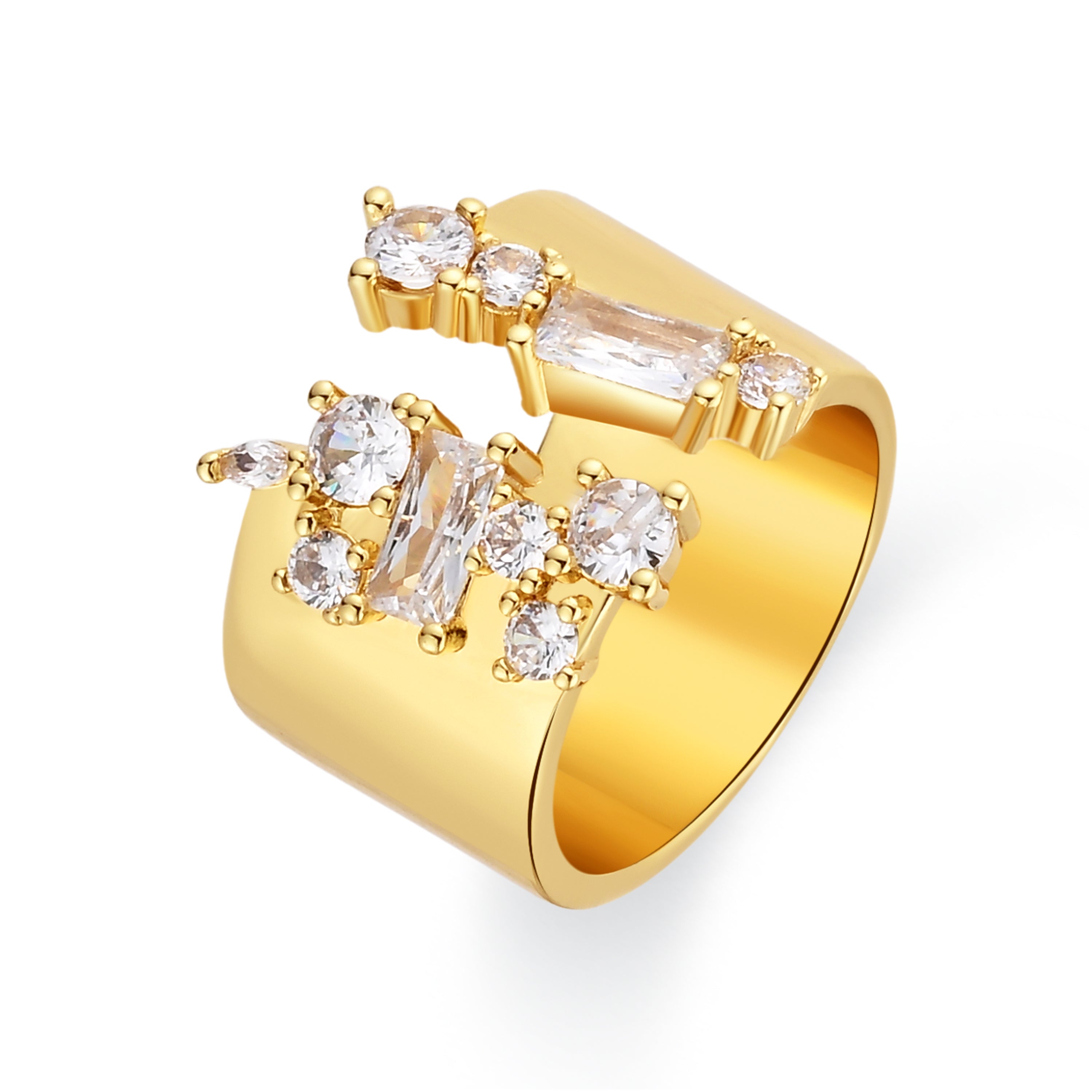 18k Yellow Gold Finished Metal Alloy and Sparkling Cubic Zirconia Ring - Legin