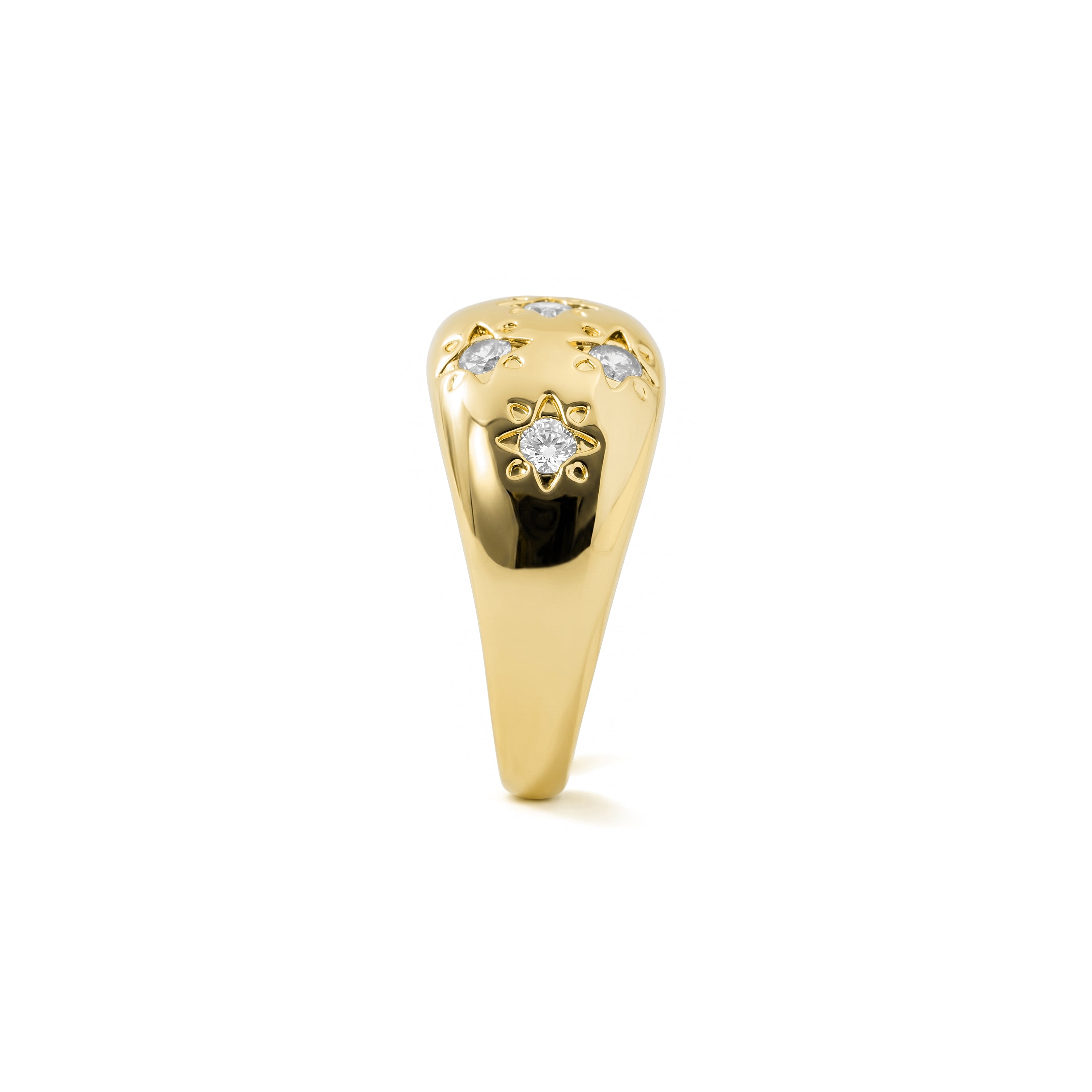 18k Yellow Gold Finished Metal Alloy and Sparkling Cubic Zirconia Ring - Juini