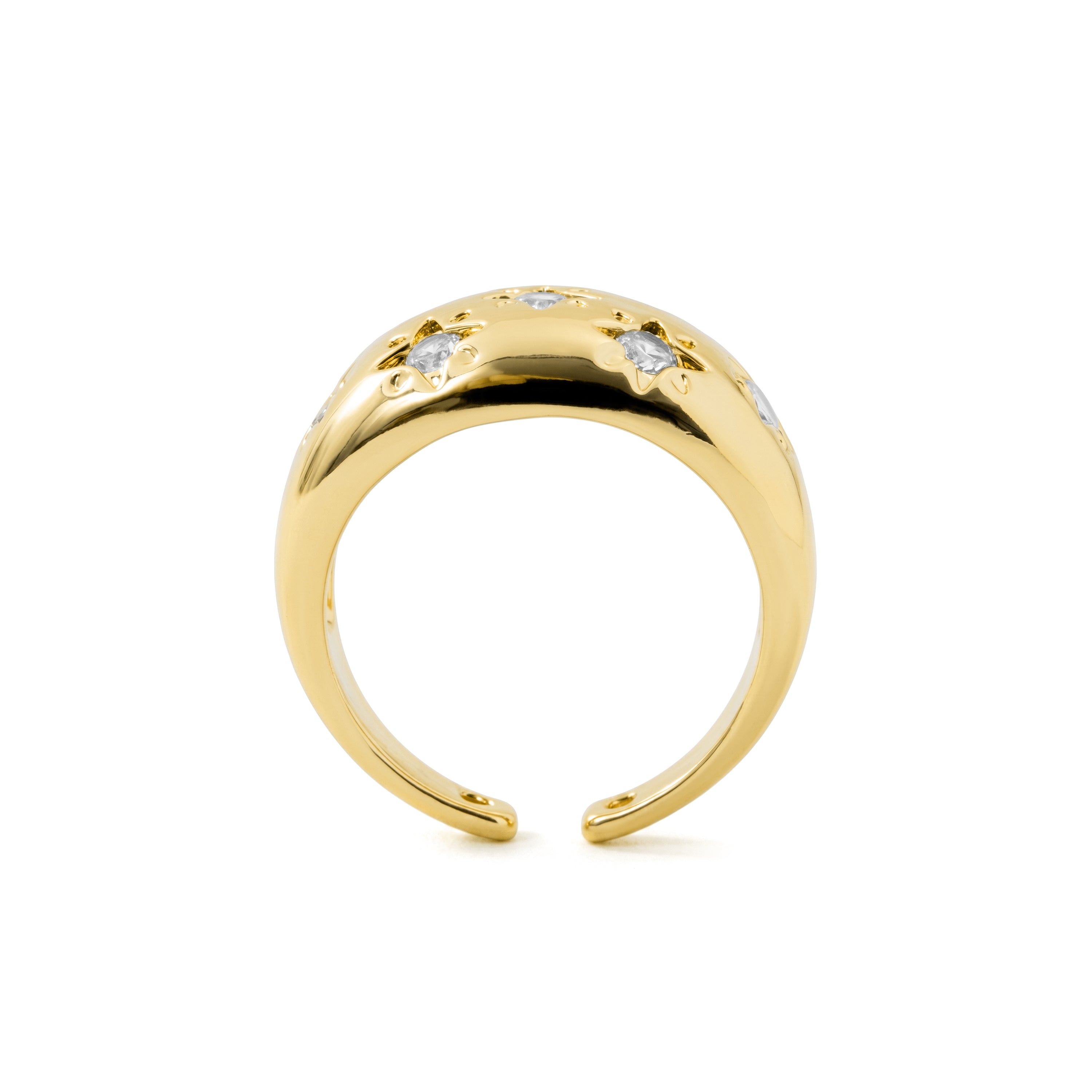 18k Yellow Gold Finished Metal Alloy and Sparkling Cubic Zirconia Ring - Juini