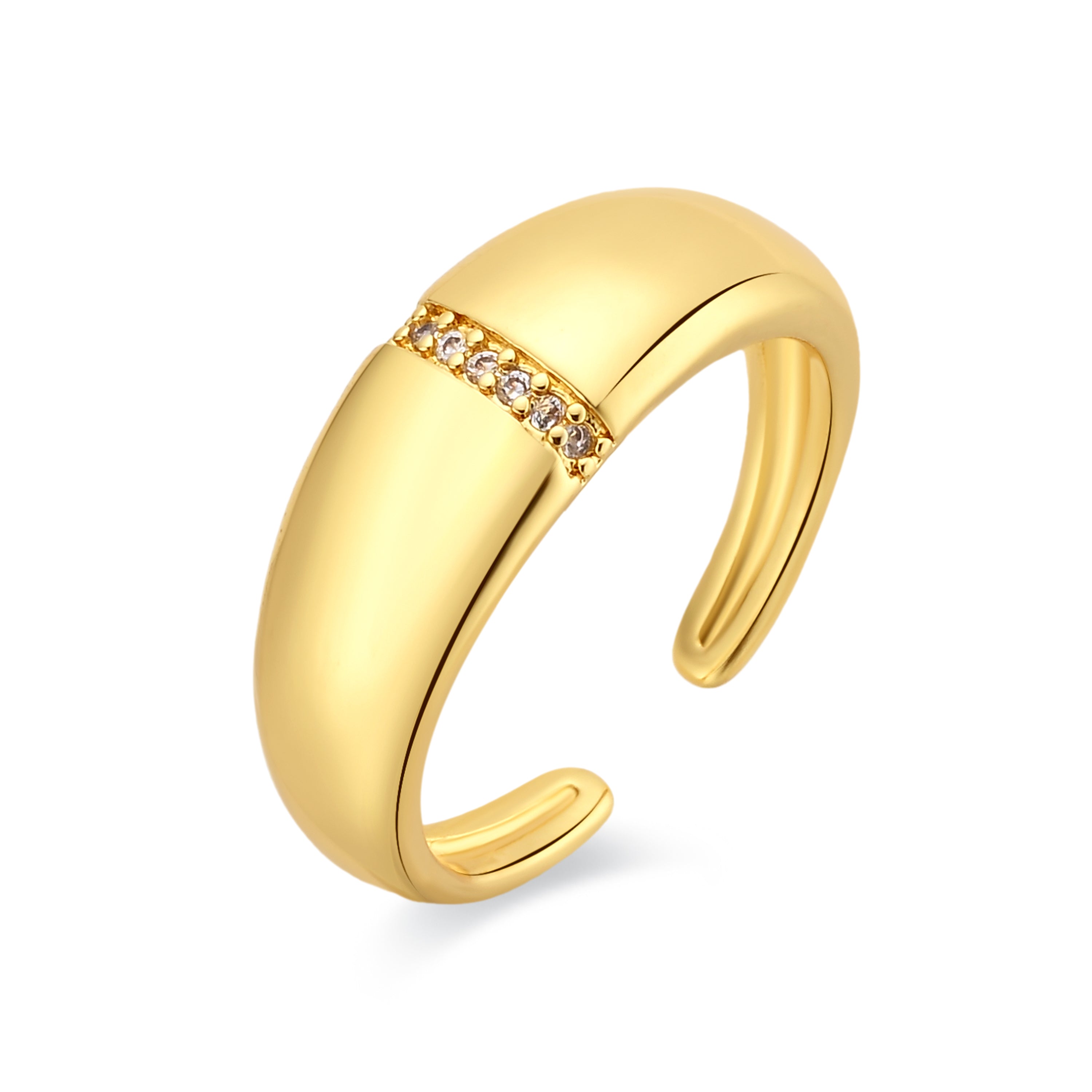 18k Yellow Gold Finished Metal Alloy Ring with Sparkling Cubic Zirconia - Dushli