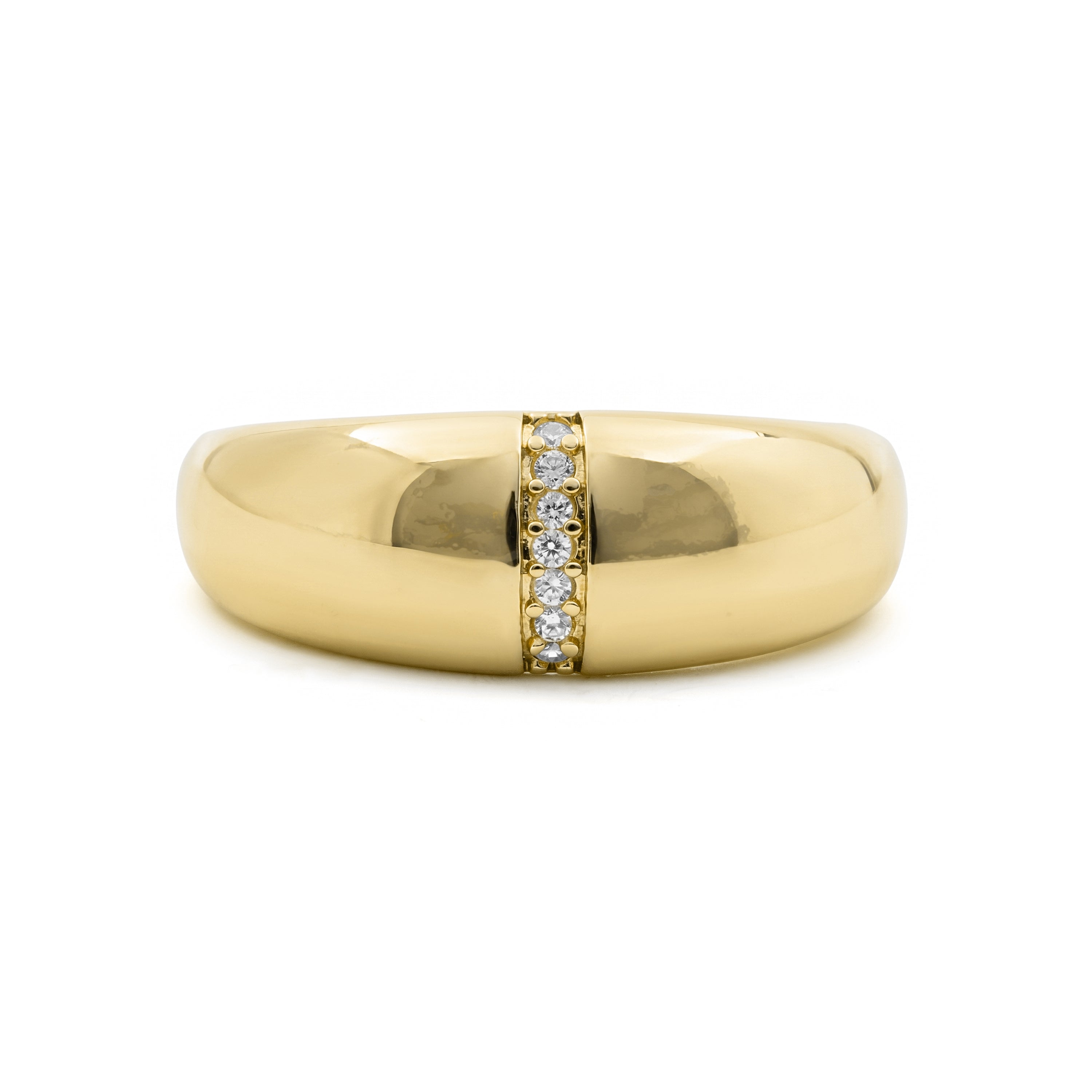 18k Yellow Gold Finished Metal Alloy Ring with Sparkling Cubic Zirconia - Dushli