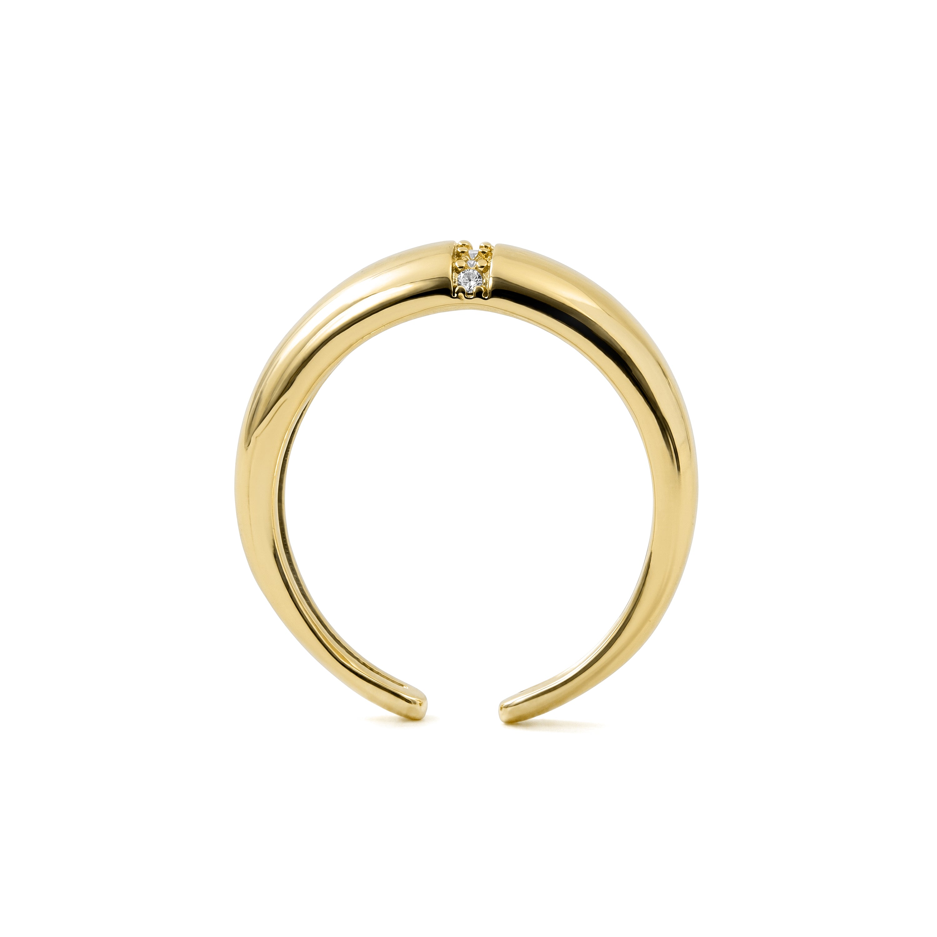 18k Yellow Gold Finished Metal Alloy Ring with Sparkling Cubic Zirconia - Dushli